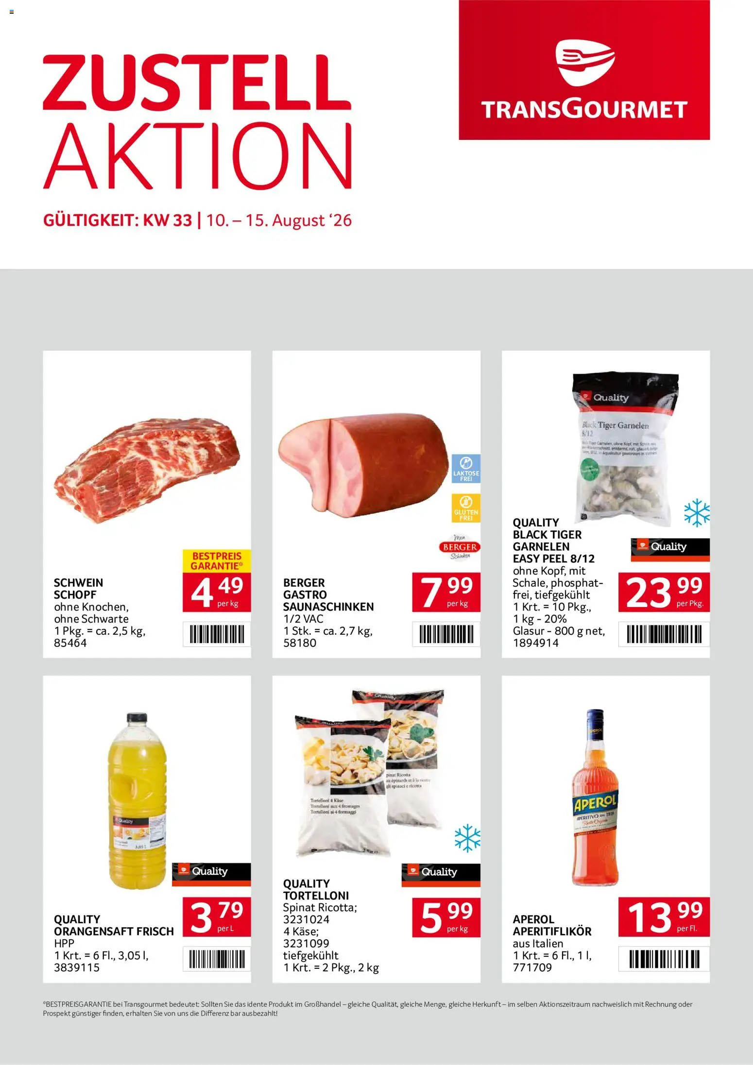 Transgourmet Zustellaktion gültig ab 10.08.2026 | Seite: 1 | Produkte: Schinken