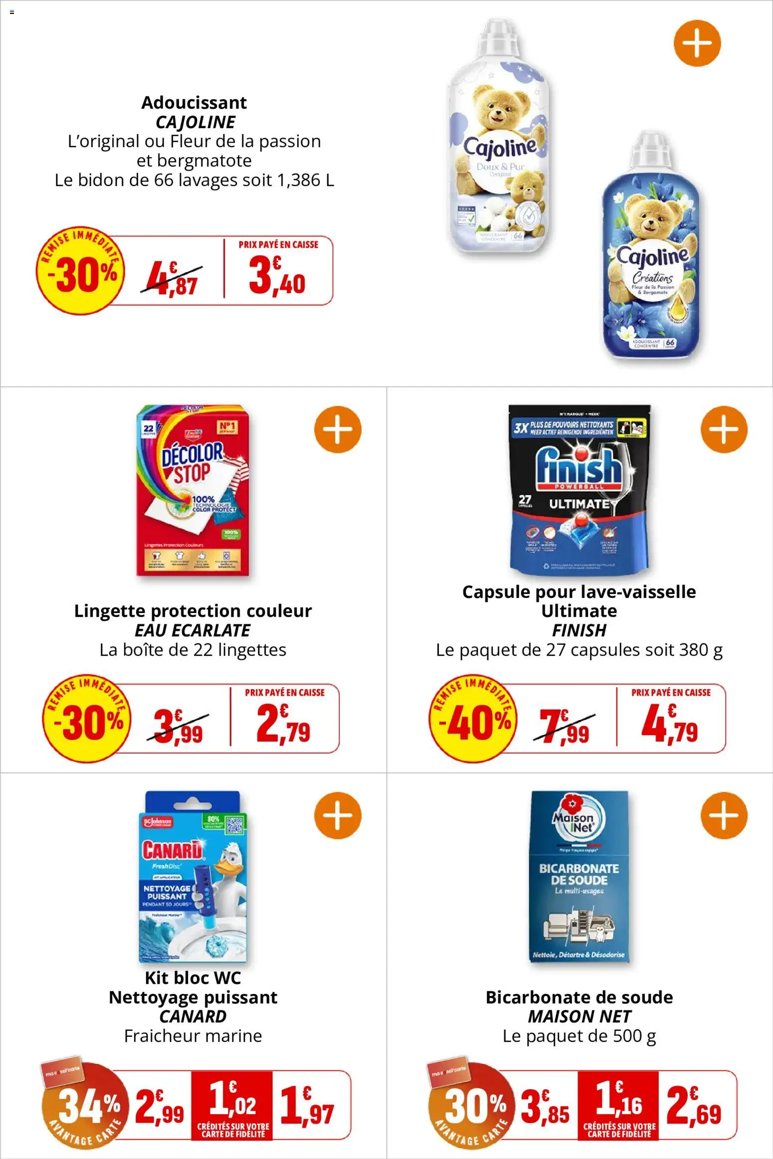 {H1} | Page: 38 | Produits: Canard, Cajoline, Adoucissant, Bicarbonate de soude