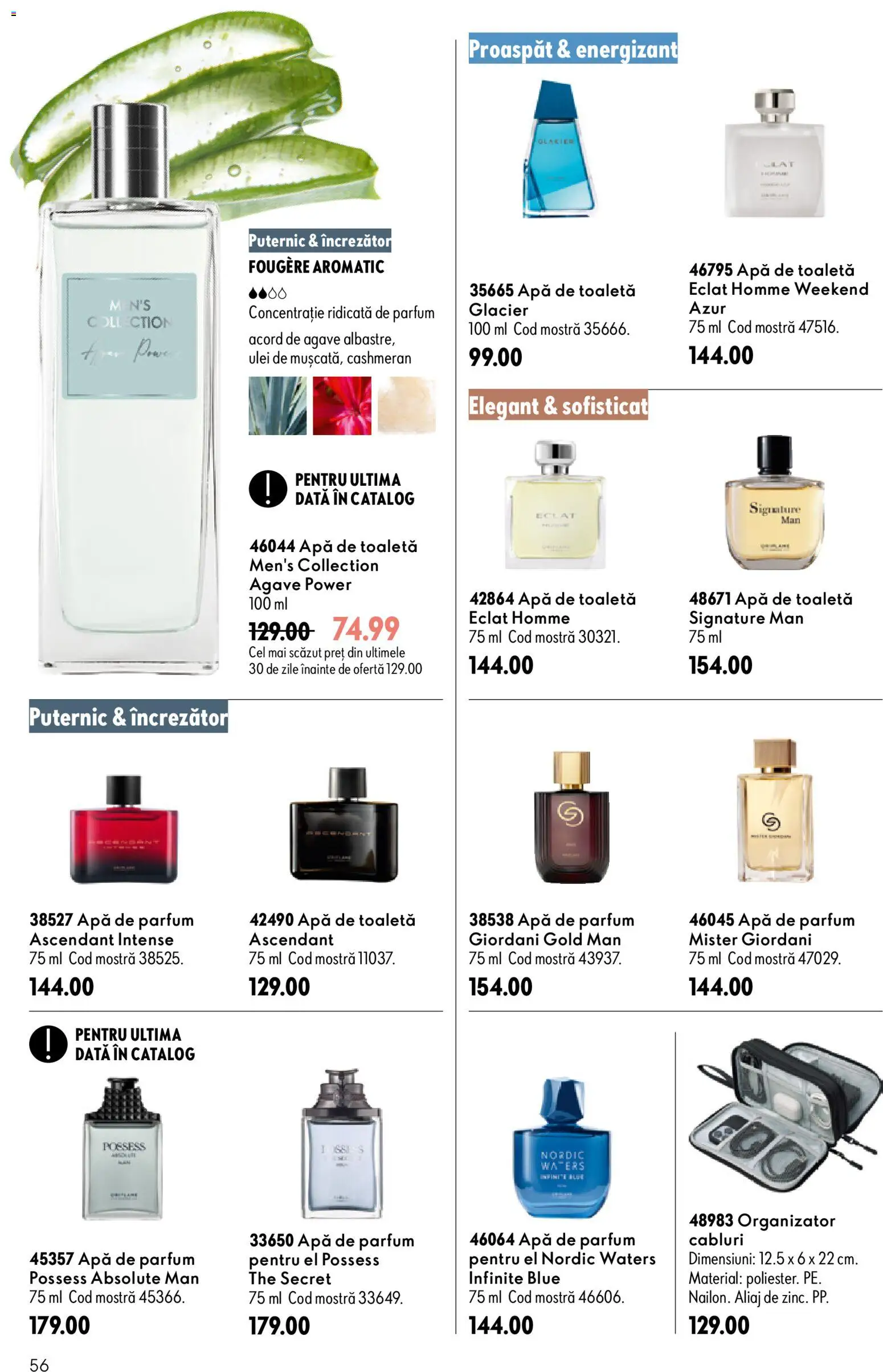 Noul catalog Oriflame – valabil de la 09.09.2026 | Pagină: 56 | Produse: Toaletă, Parfum, Apă de toaletă, Organizator