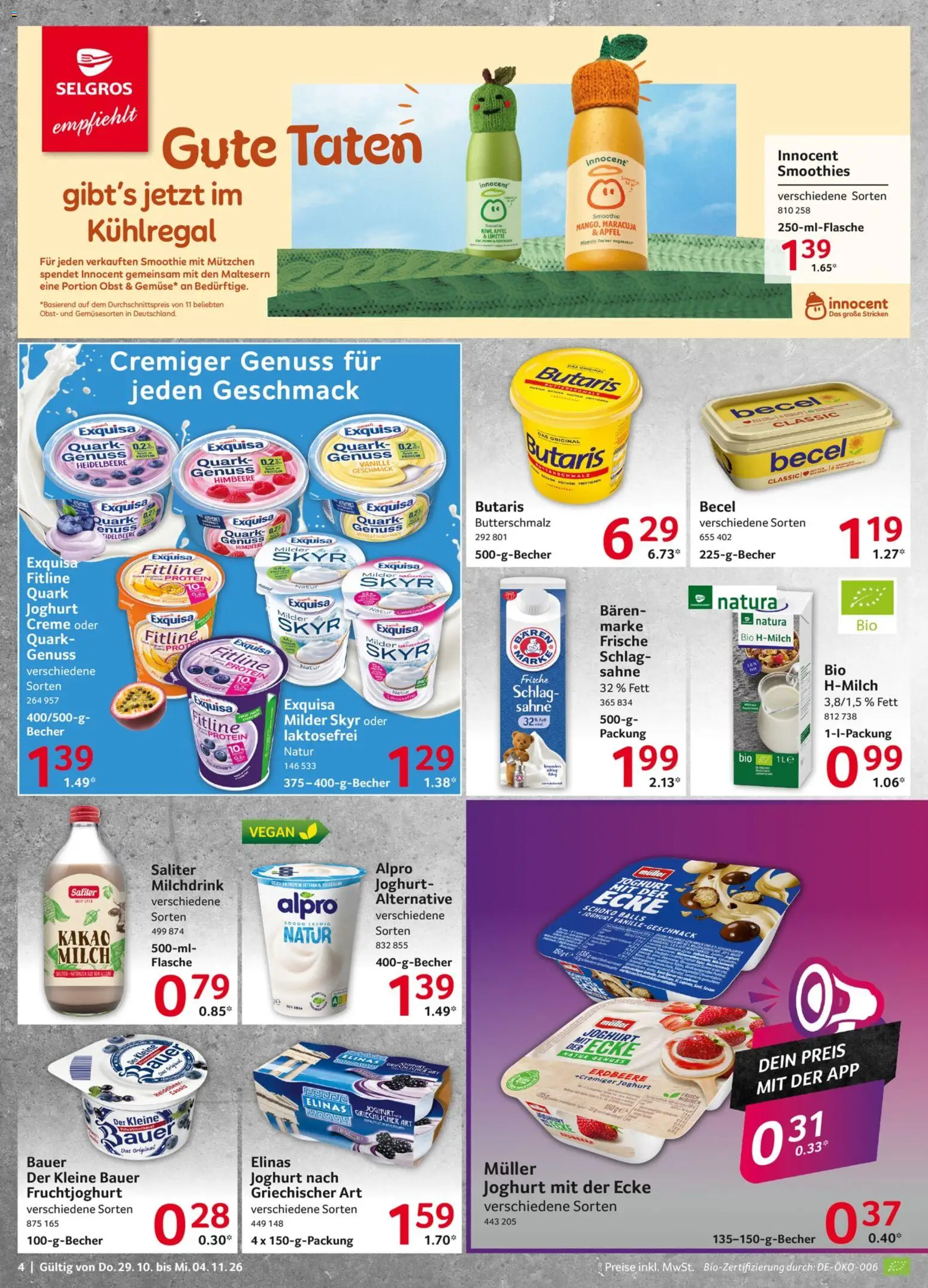 Selgros Prospekt – gültig ab 29.10.2026 | Seite: 4 | Produkte: Joghurt, Creme, Exquisa, Obst