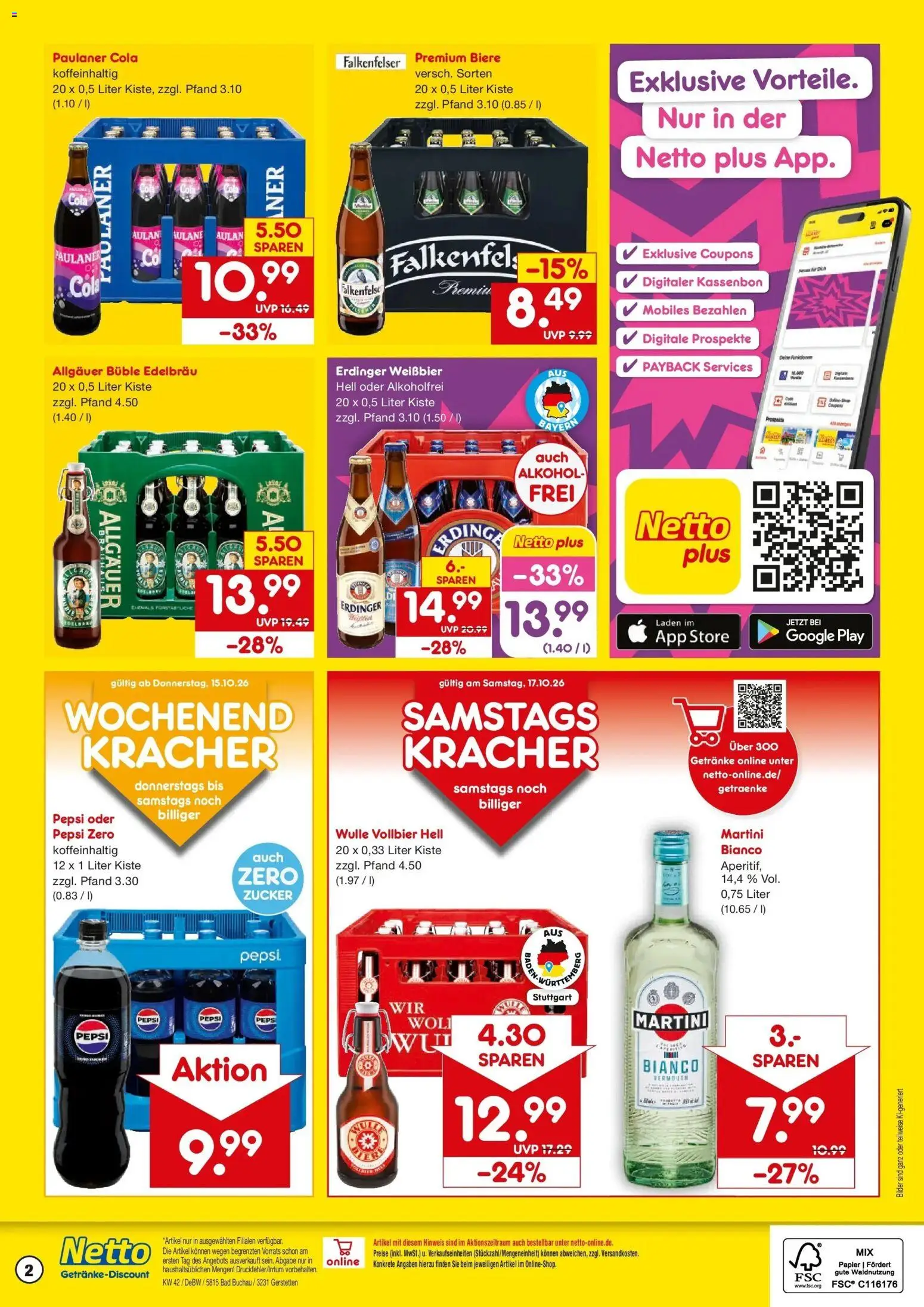 Netto Marken-Discount Prospekt Bad Buchau – gültig ab 12.10.2026 | Seite: 2 | Produkte: Erdinger, Bad, Alkohol, Paulaner