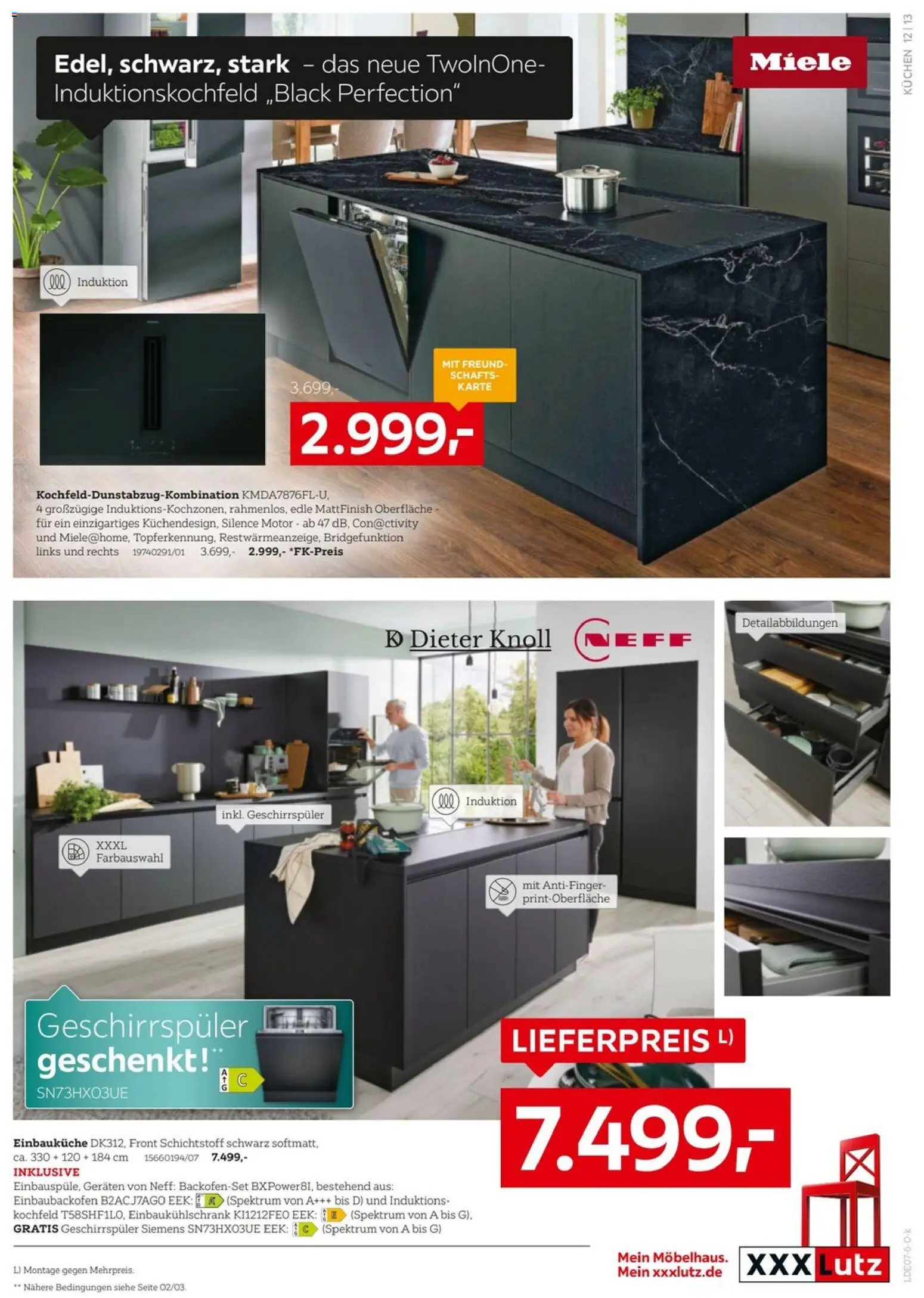 XXXLutz Nr. 1 bei Küchen – gültig ab 04.07.2026 | Seite: 13 | Produkte: Miele, Neff, Einbauküche, Kochfeld