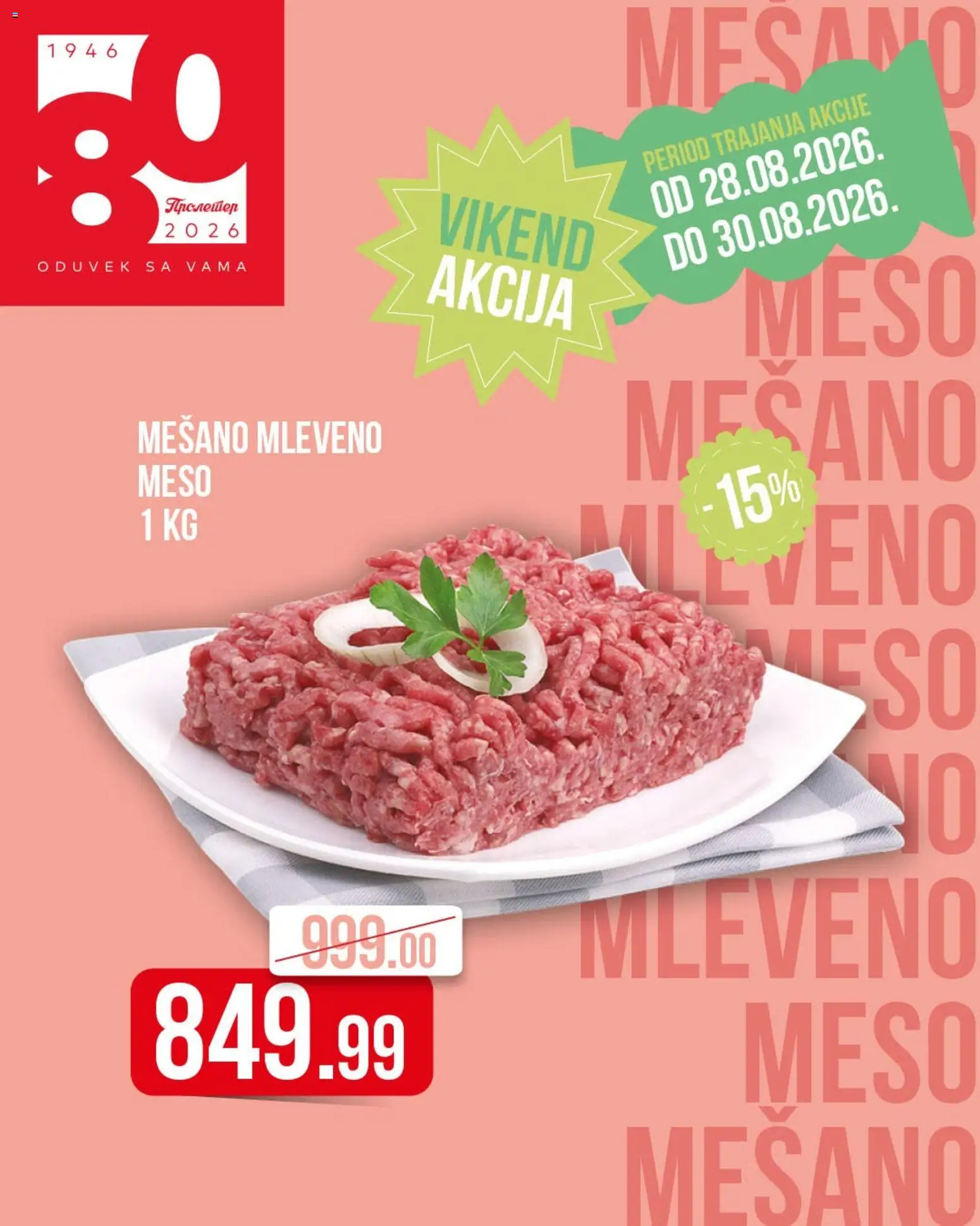 Metalac Proleter katalog - važi od 28.08.2026 | Strana: 1 | Proizvode: Mleveno meso, Meso, Mešano mleveno meso