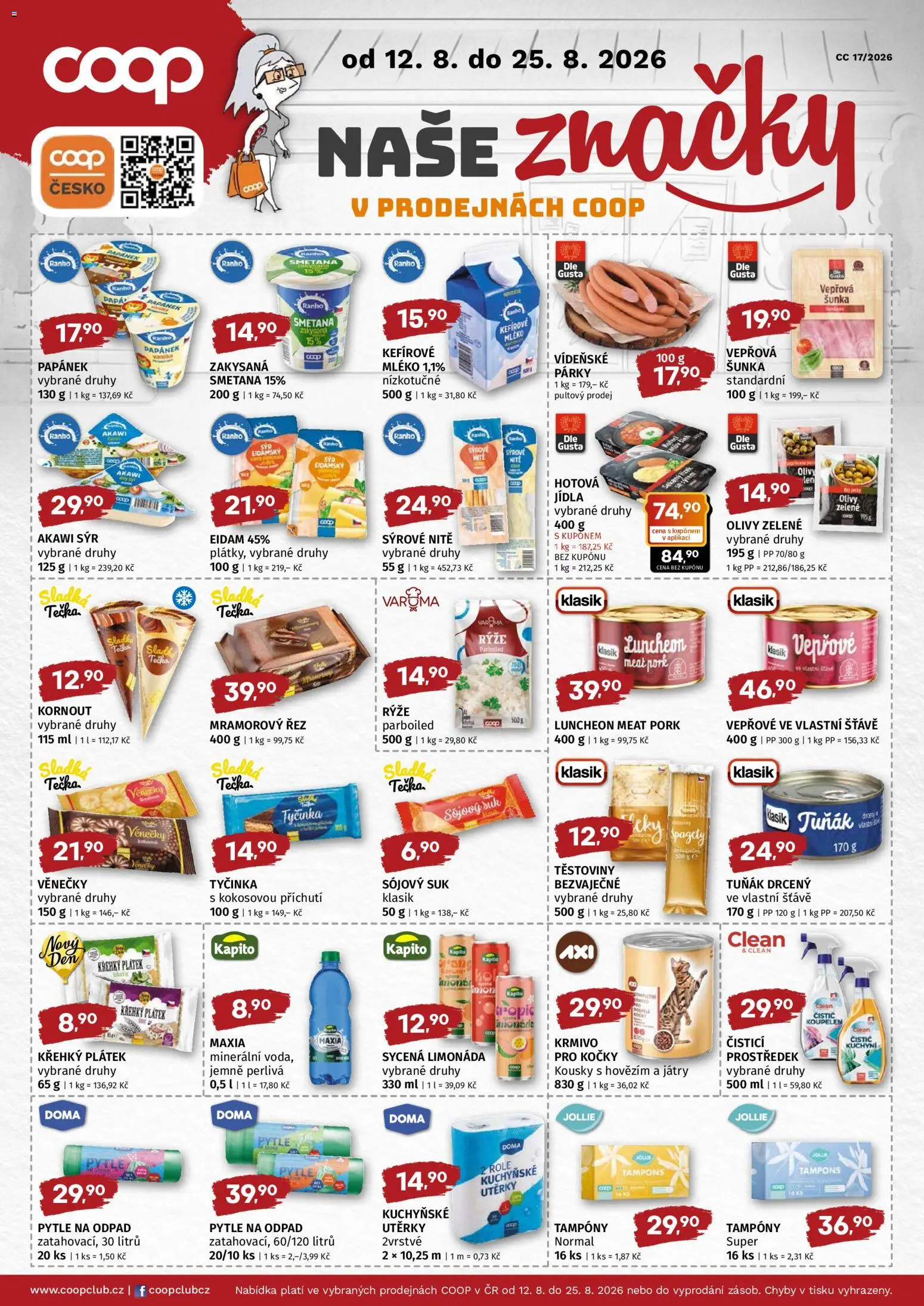 Coop leták - Super cena od 12.08.2026 | Strana: 2 | Produkty: Tuňák, Sýr, Šunka, Pytle na odpad