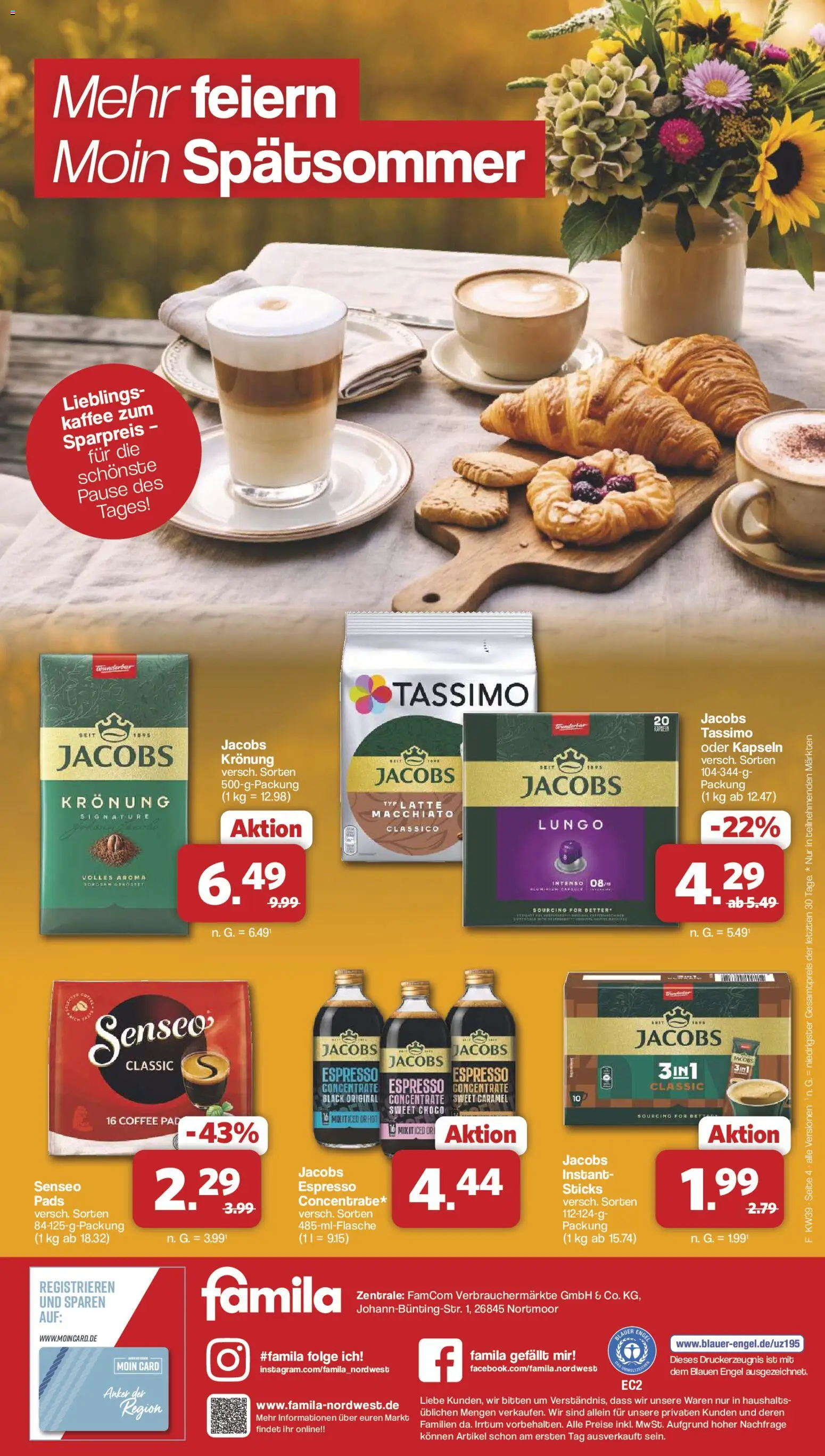 Famila Nordwest Sonderangebote – gültig ab 21.09.2026 | Seite: 4 | Produkte: Senseo, Kaffee, Tassimo