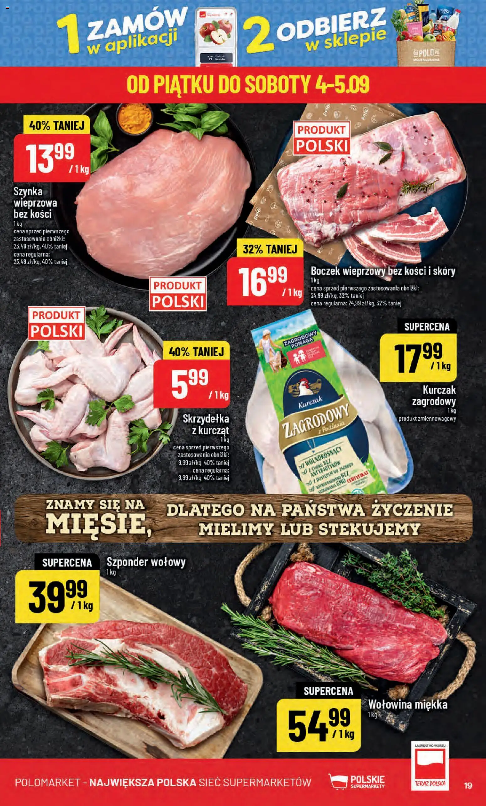 POLOmarket gazetka od 02.09.2026 | Strona: 19 | Produkty: Boczek wieprzowy bez kości, Boczek wieprzowy, Kurczak zagrodowy, Boczek