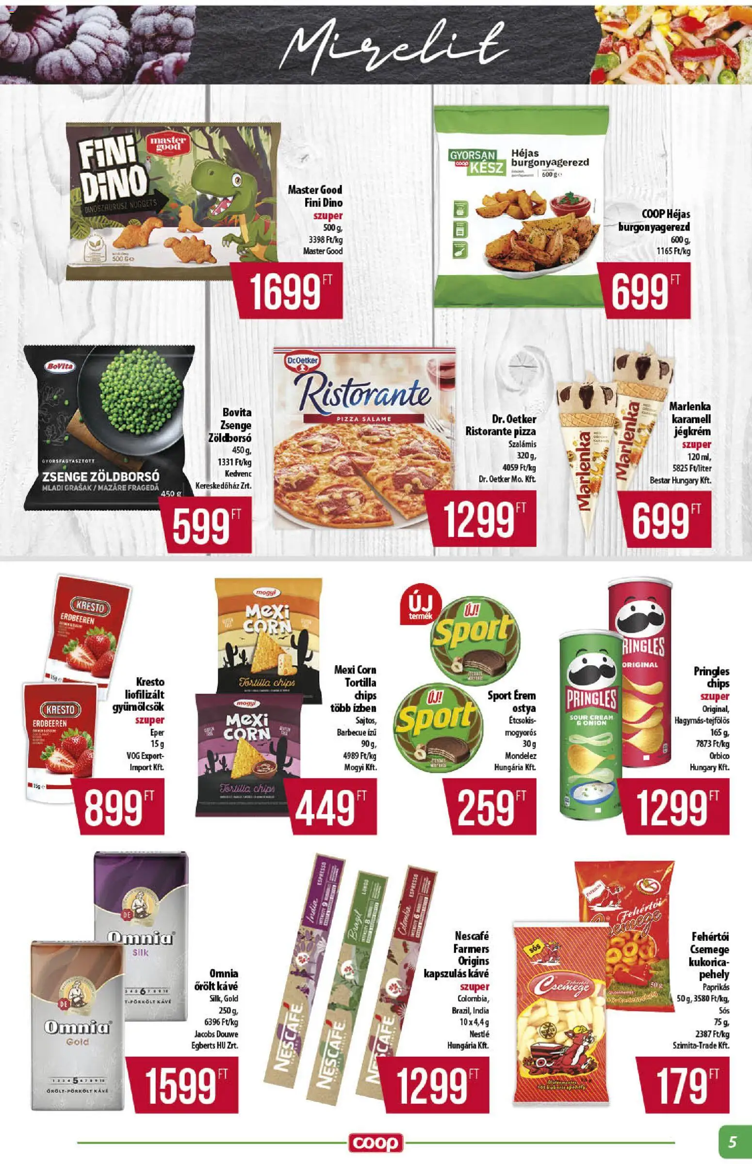 COOP akciós ujság - amely érvényes a következő dátumtól: 18.06.2026 | Oldal: 5 | Termékek: Tortilla, Kapszulás kávé, Kávé, Pizza