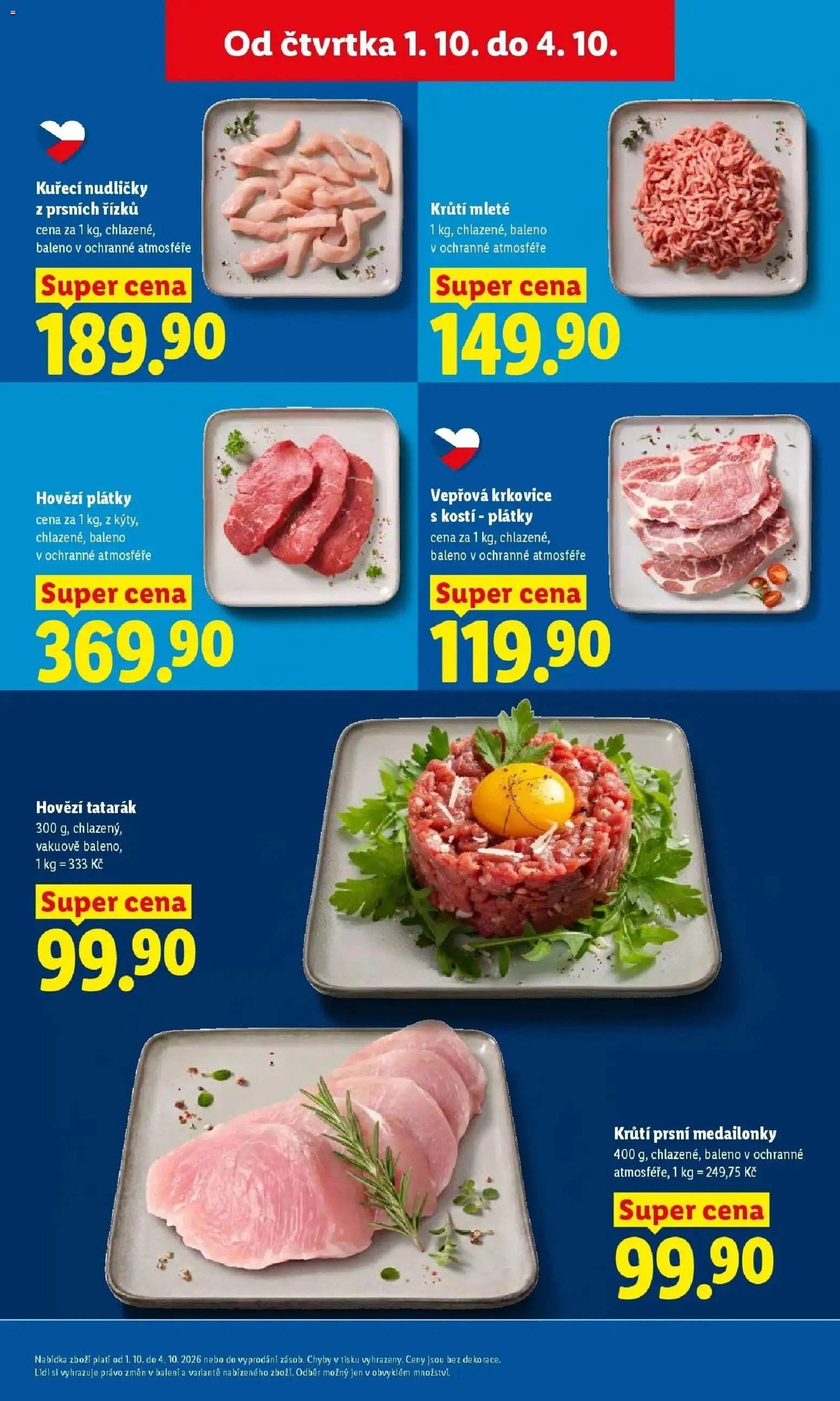 Lidl leták od 01.10.2026 - Nový akční leták | Strana: 19 | Produkty: Hovězí, Krkovice, Vepřová krkovice, Tatarák