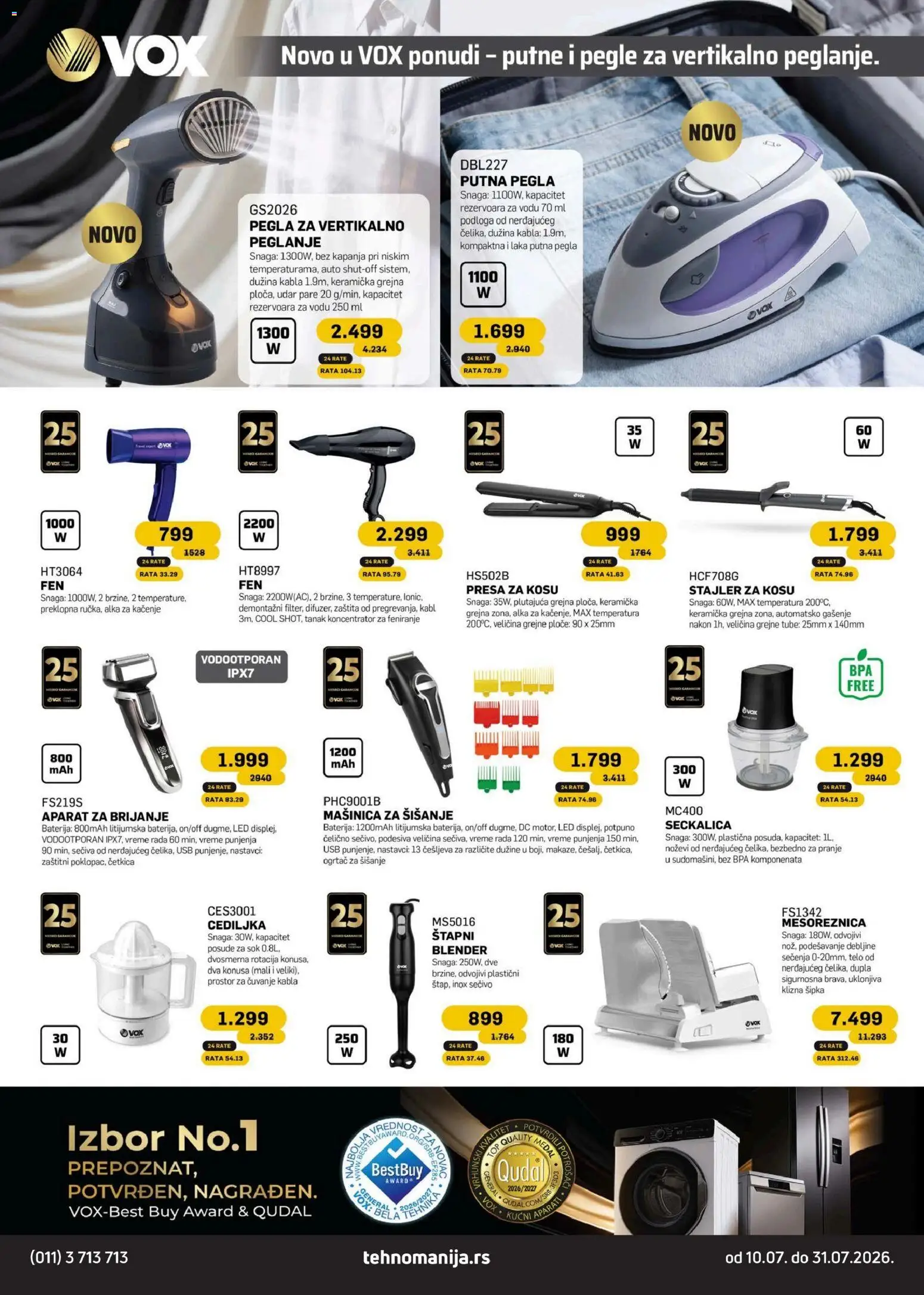 Tehnomanija katalog - važi od 10.07.2026 | Strana: 15 | Proizvode: Pegla, Aparat za brijanje, USB, Blender