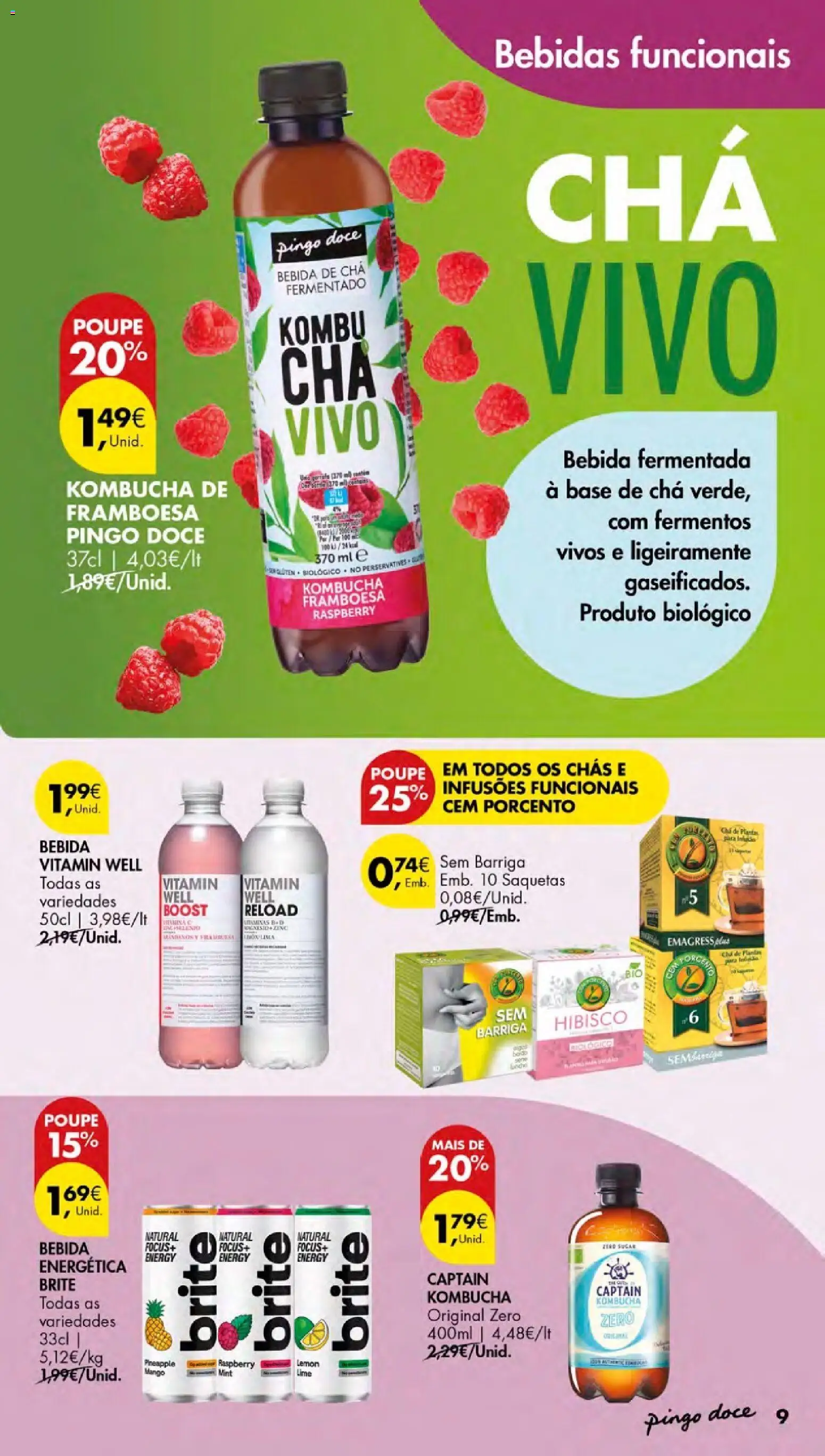 Pingo Doce folheto Escolhas Equilibradas Açores │ válido de 22/10/2026 | Página: 9 | Produtos: Base, Chás, Saquetas, Chá