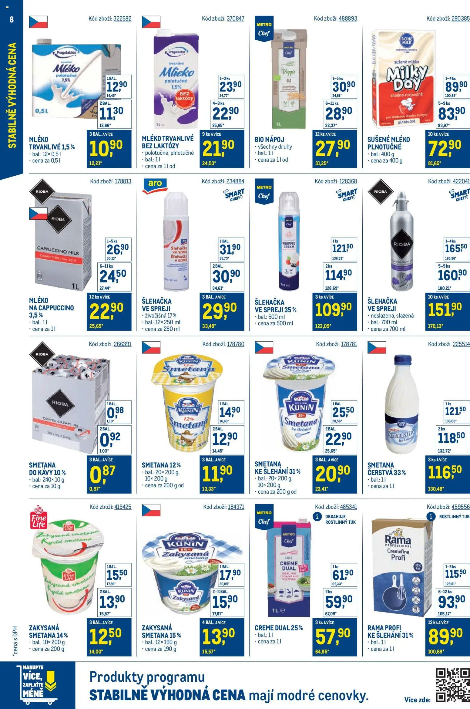 Makro leták - Stabilně výhodná cena od 18.05.2026 | Strana: 8 | Produkty: Veggie, Mléko, Šlehačka ve spreji, Cappuccino
