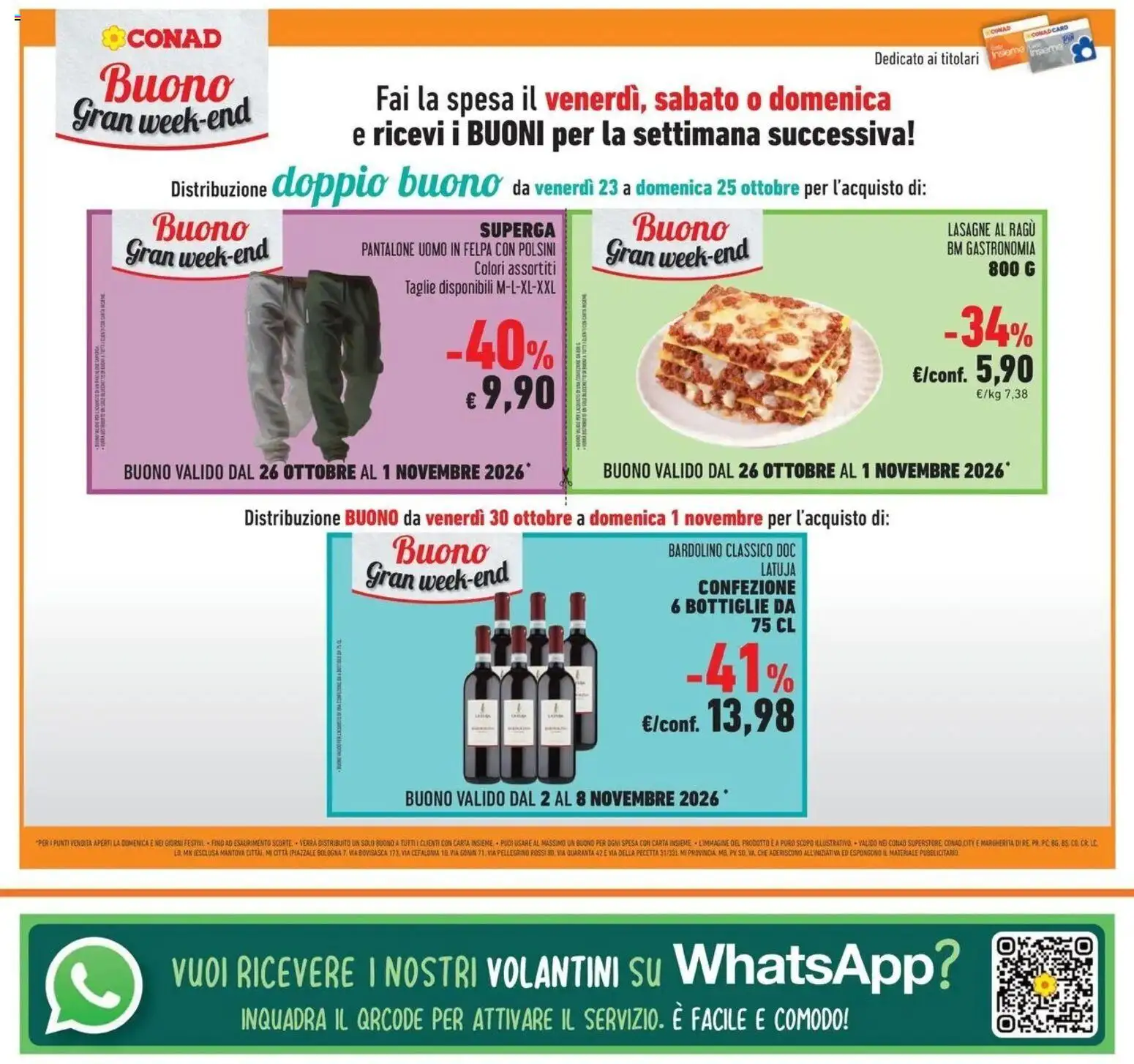 Volantino Conad del 21/10/2026 | Pagina: 50 | Prodotti: Felpa, Lasagna, Ragú, Lasagne