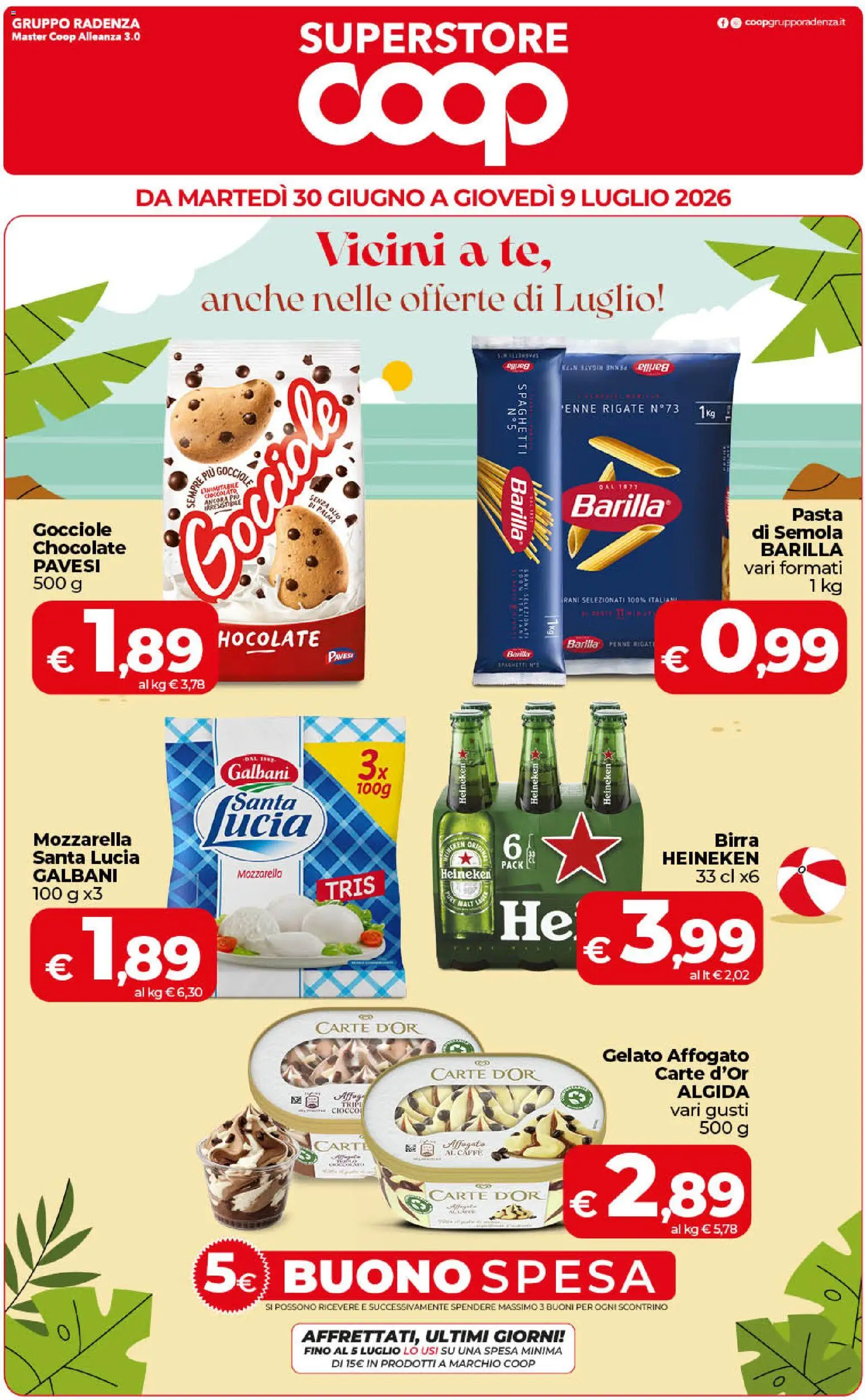 Volantino COOP del 30/06/2026 | Pagina: 1 | Prodotti: Gelato, Olio, Pasta, Heineken