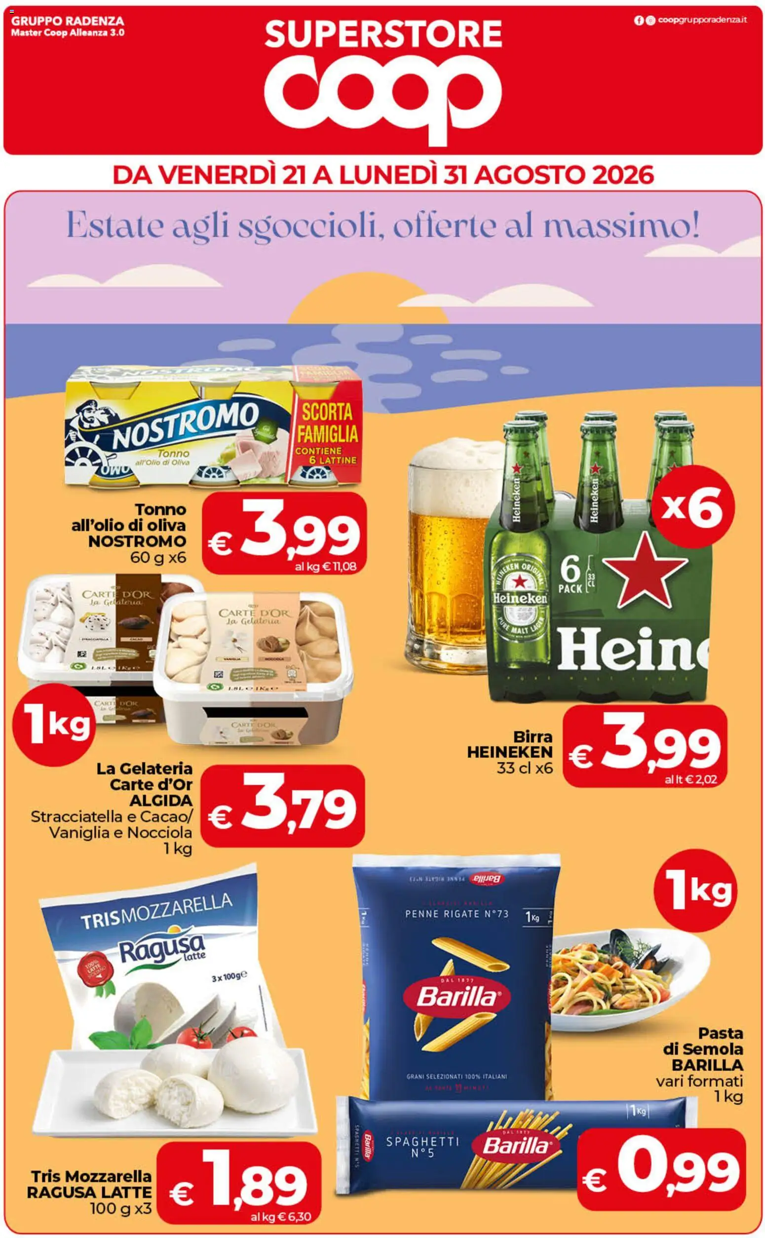 Volantino COOP del 21/08/2026 | Pagina: 1 | Prodotti: Vaniglia, Birra, Pasta di semola, Semola
