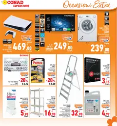 Anteprima del volantino SCALA 5 GRADINI COLOMBO, telaio in acciaio zincato, gradini antiscivolo in alluminio con ampia piattaforma, piedini antiscivolo, portata massima 150 kg, prodotto a norma EN 131, certificato TÜV-GS valido a partire dal 21.05.2026 | Pagina: 25 | Prodotti: smart TV, TV, Chiodi, Scaffale
