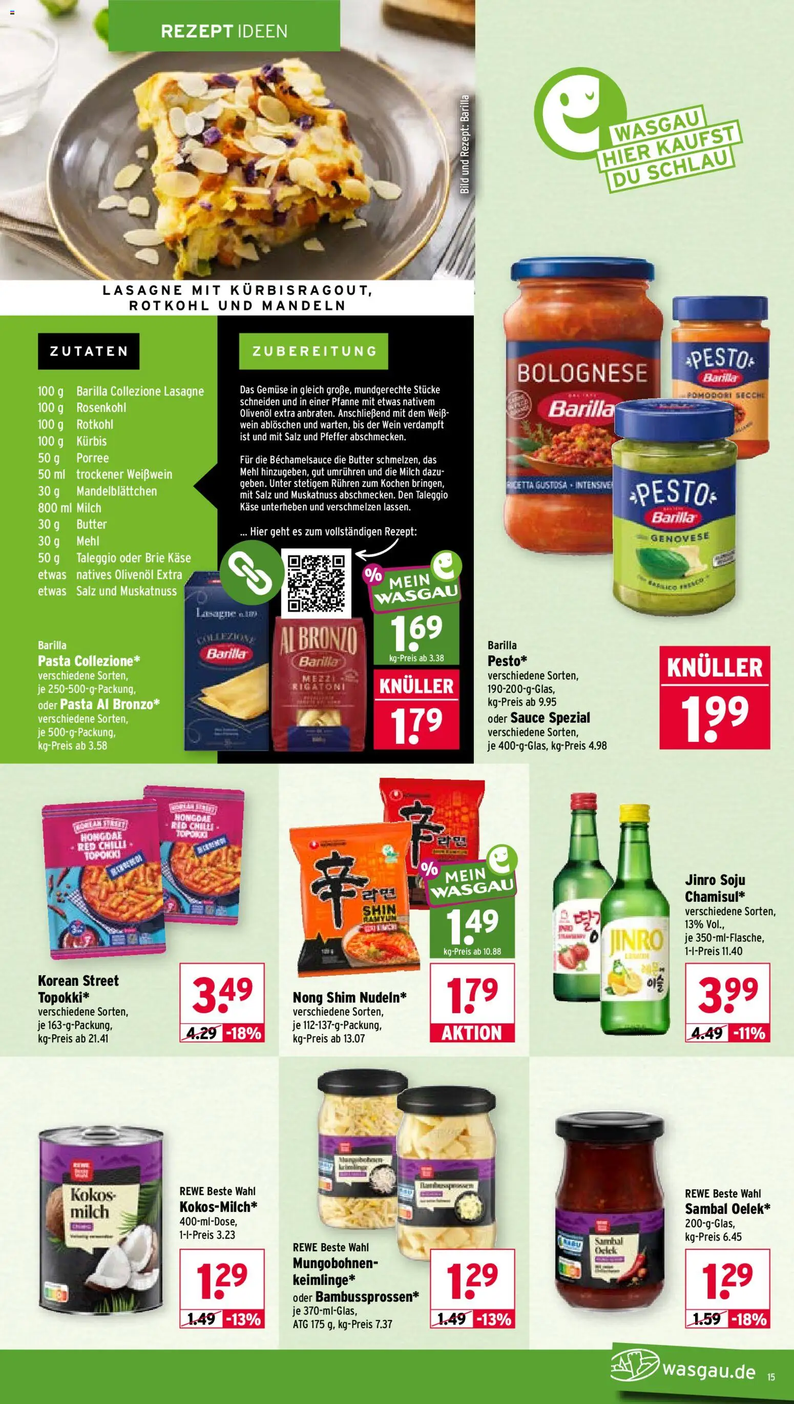 Wasgau Prospekt – gültig ab 14.09.2026 | Seite: 15 | Produkte: Mehl, Lasagne, Salz, Wein