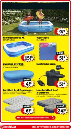 Luchtbed 1- of 2- persoons, White inflatable air mattress. Available in 1-person (191 x 76 x 22 cm) and 2-person (191 x 137 x 22 cm). - Voorbeeld van een folder van Kruidvat, geldig van 01.06.2026 | Pagina: 28