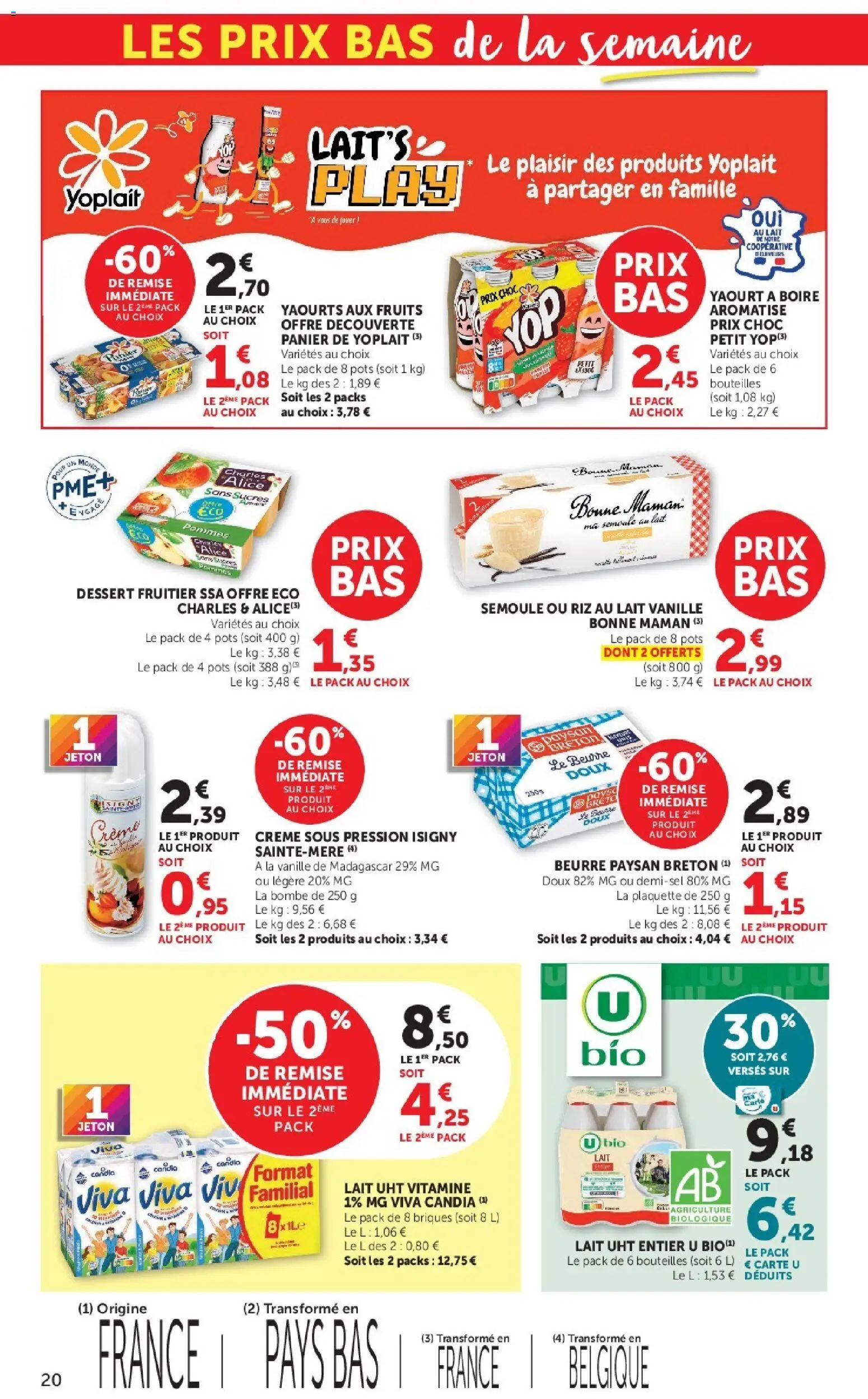 {H1} | Page: 20 | Produits: Candia, Dessert, Yaourt à boire, Panier