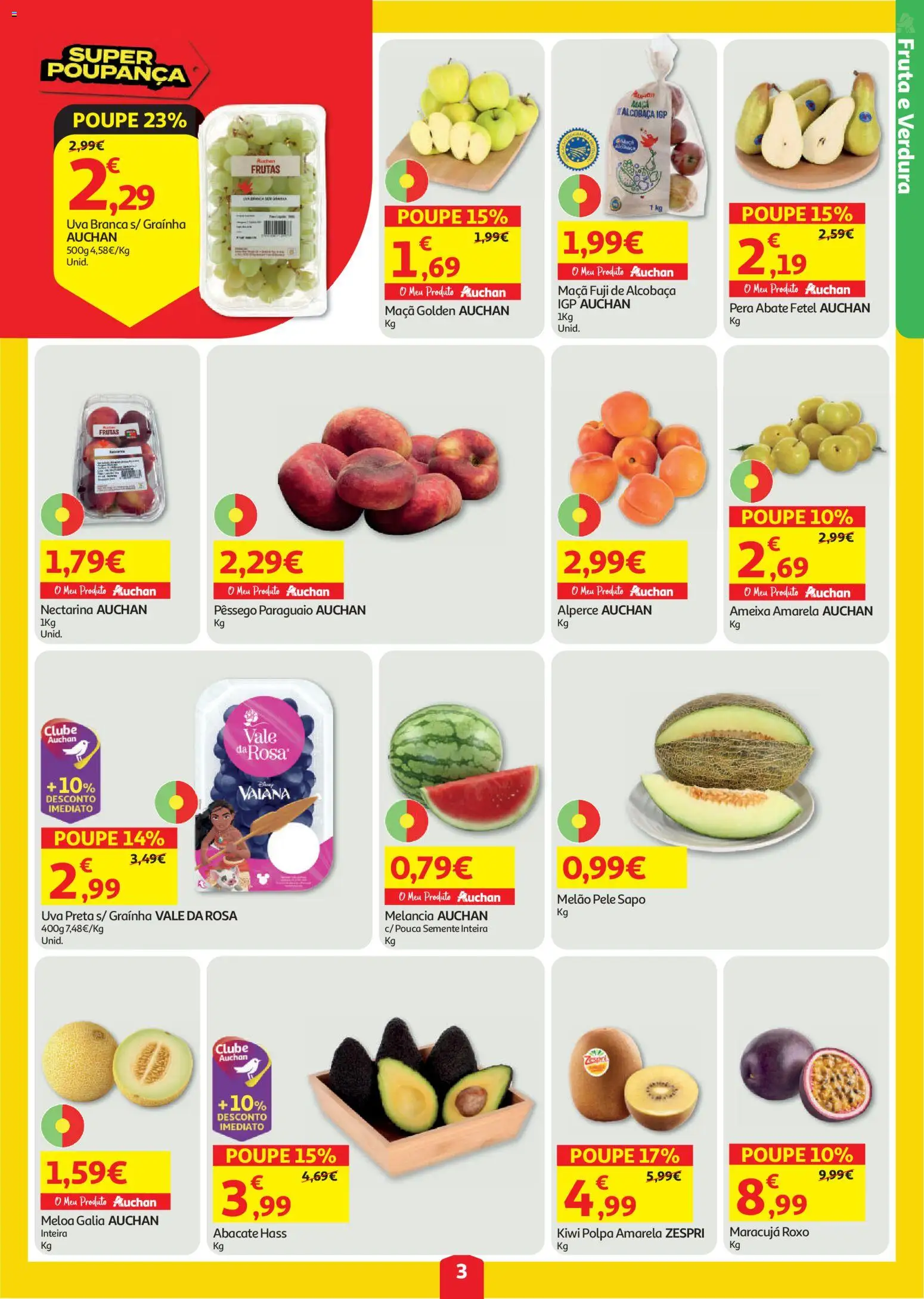 Auchan folheto │ válido de 30/07/2026 | Página: 3 | Produtos: Maça, Abacate, Melancia, Kiwi