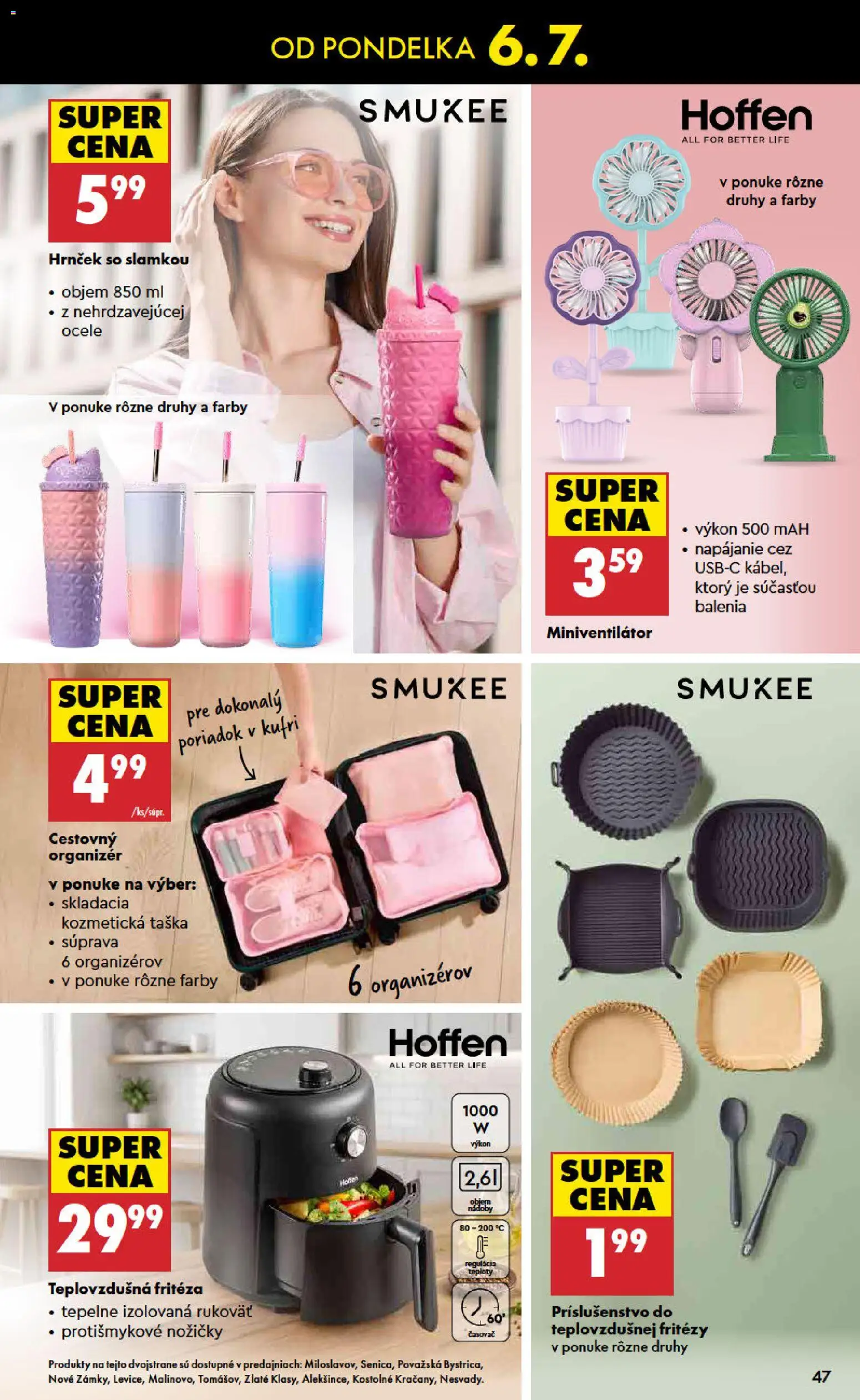 Nové Biedronka akcie – leták je platný od 02.07.2026 | Strana: 47 | Produkty: Organizér, Fritéza, Teplovzdušná frítéza, Taška