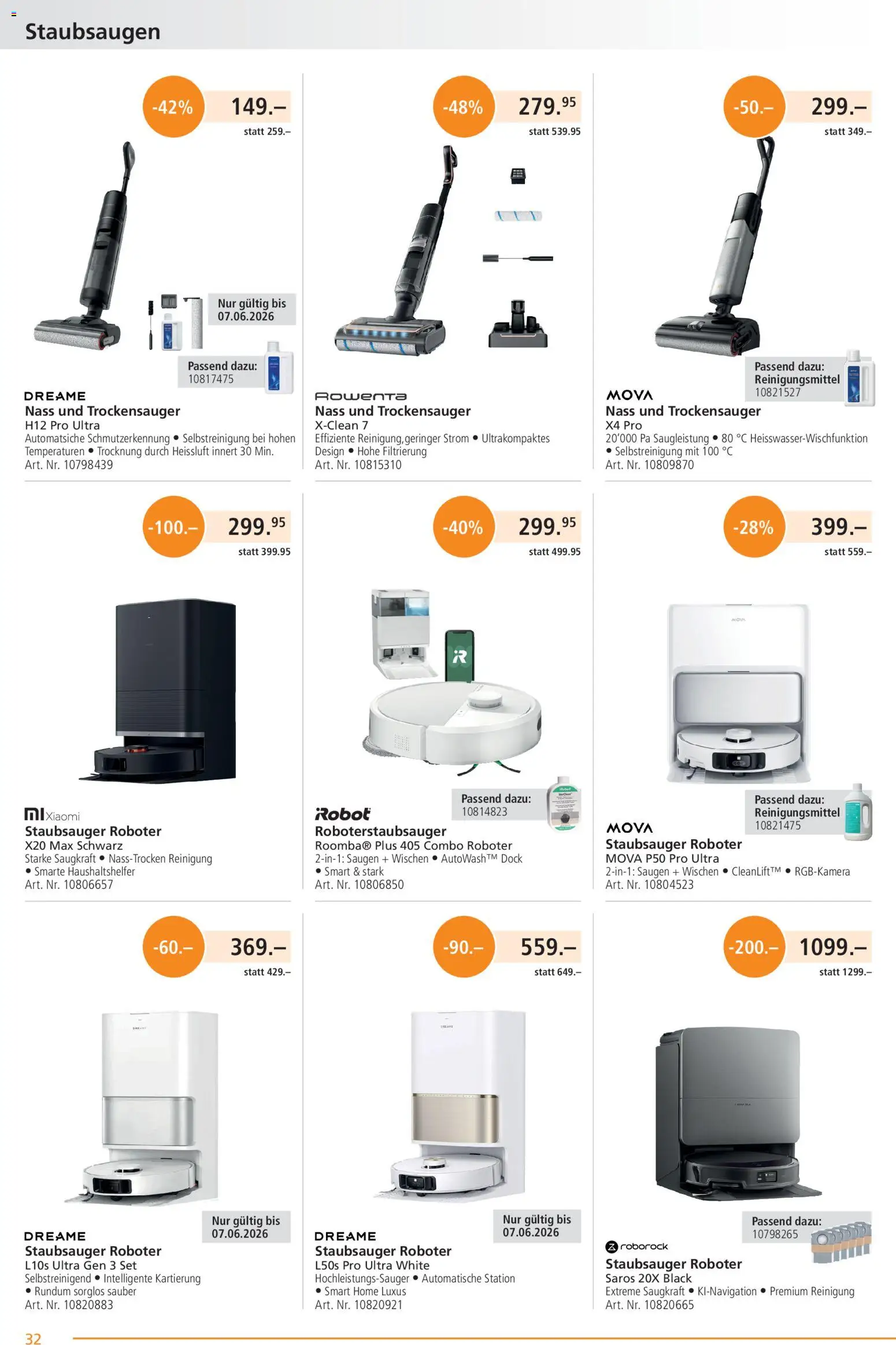 Fust aktionen – gültig ab 26.05.2026 | Seite: 32 | Produkte: Roboter, Xiaomi, Staubsauger