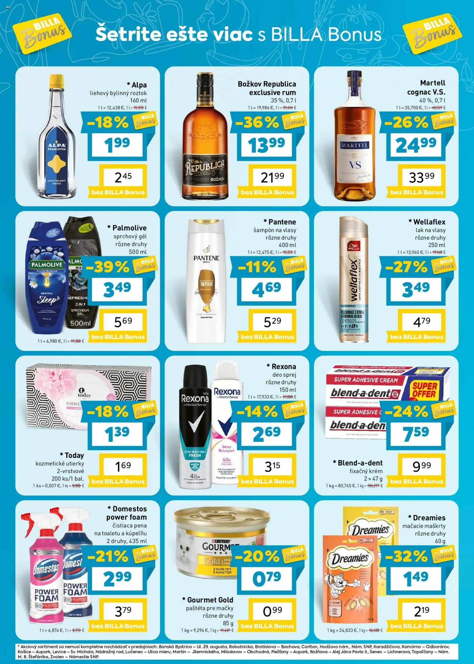 Nové Billa akcie – leták je platný od 09.09.2026 | Strana: 35 | Produkty: Božkov, Sprchový gél, Utierky, Pena