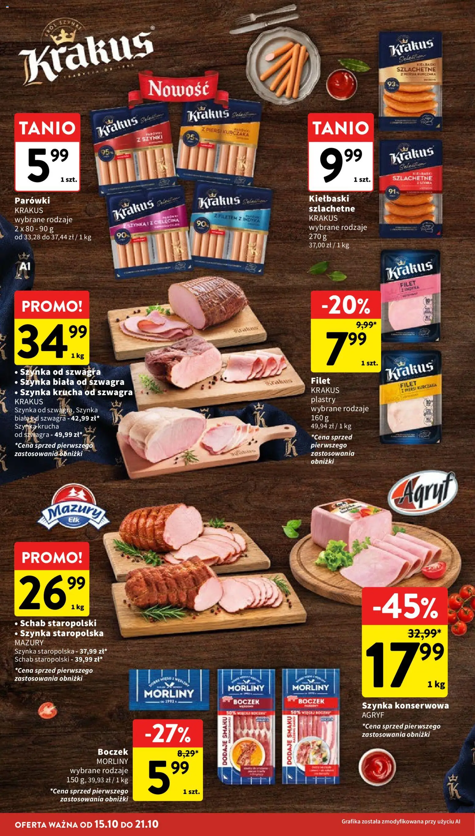 Intermarche gazetka od 15.10.2026 | Strona: 16 | Produkty: Schab, Piersi, Kiełbaski, Boczek