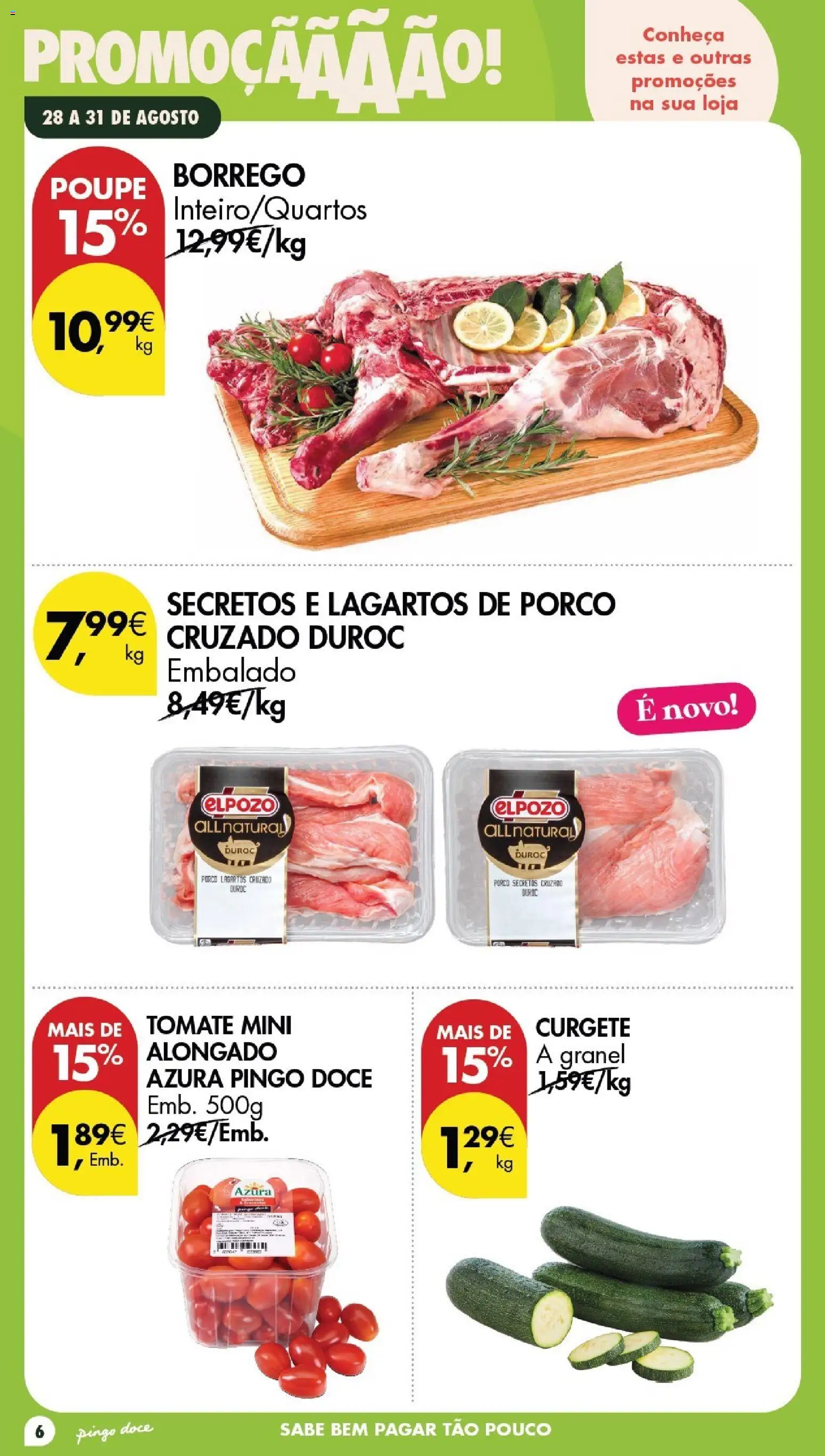 Pingo Doce Poupe este Fim de Semana │ válido de 28/08/2026 | Página: 6 | Produtos: Lagartos de porco, Curgete, Tomate