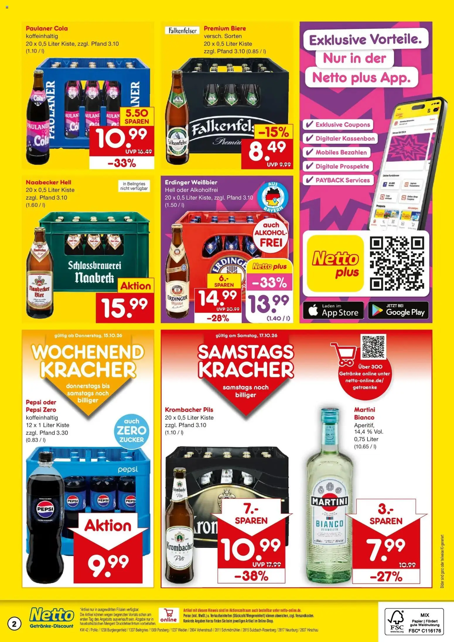 Netto Marken-Discount Prospekt Sulzbach-Rosenberg – gültig ab 12.10.2026 | Seite: 2 | Produkte: Erdinger, Alkohol, Zucker, Pepsi