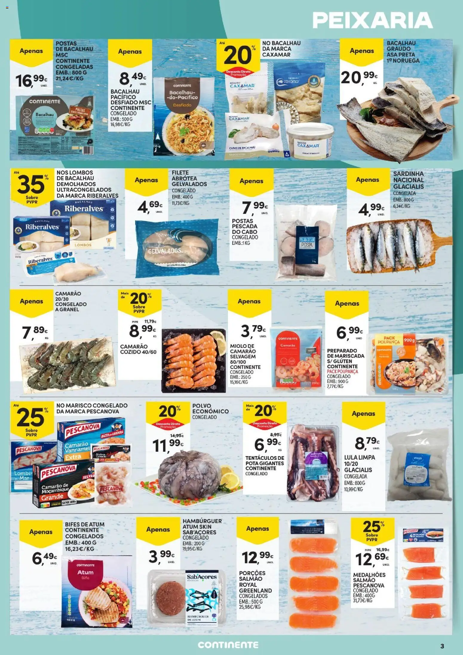 Continente Açores │ válido de 17/09/2026 | Página: 3 | Produtos: Bacalhau, Pescada, Polvo, Camarão