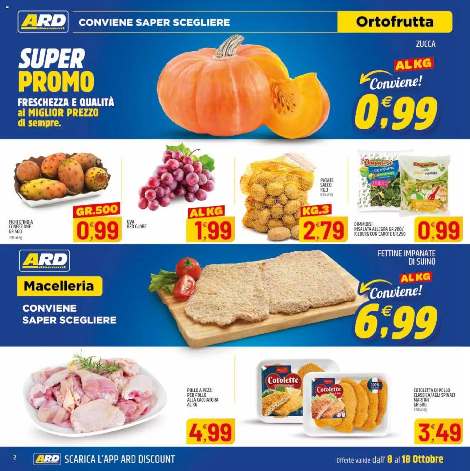 Volantino ARD Discount del 08/10/2026 | Pagina: 18 | Prodotti: Pollo, Suino, Carote, Zucca