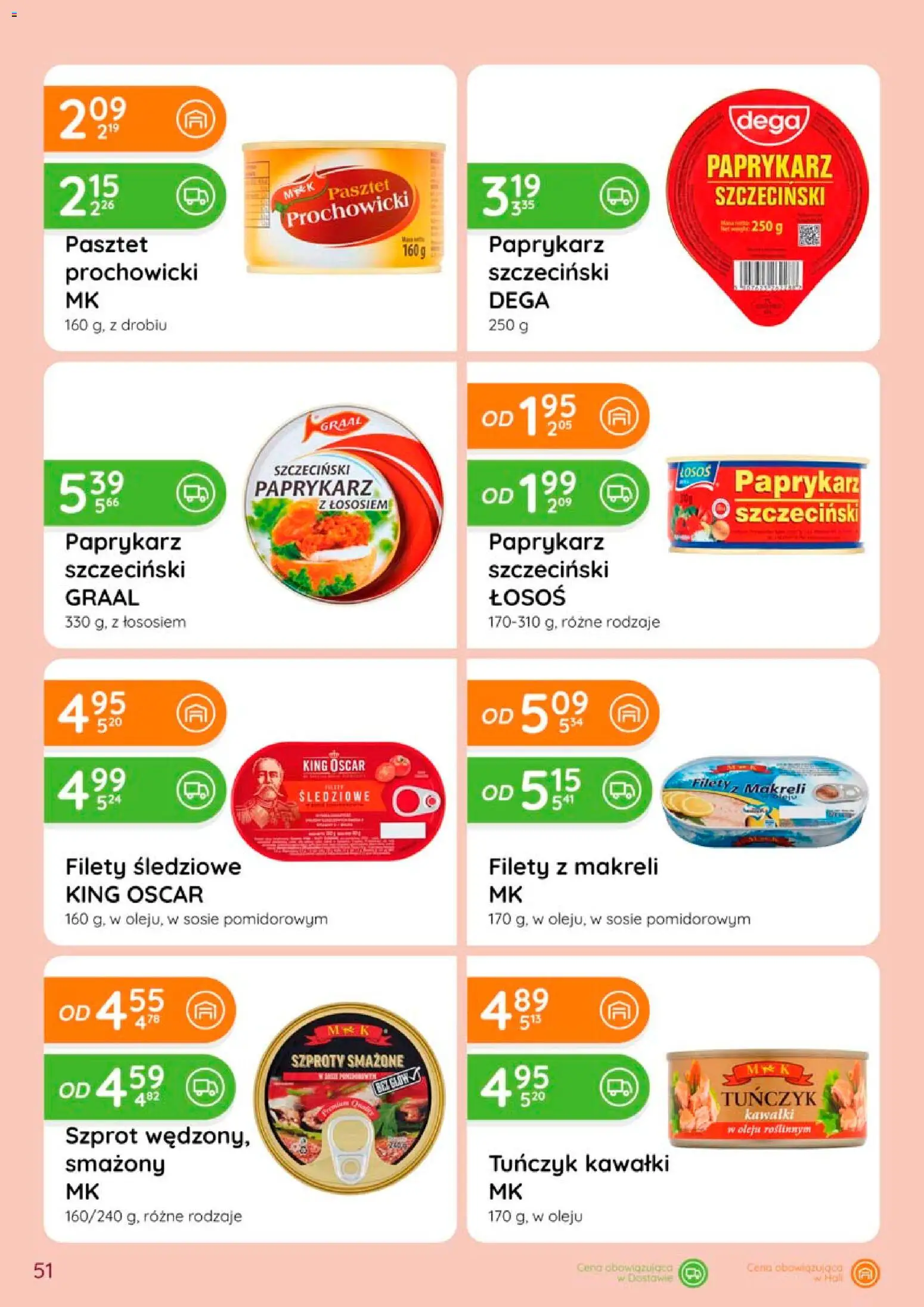 Eurocash gazetka od 28.05.2026 | Strona: 51 | Produkty: Paprykarz, Paprykarz szczeciński, Łosoś, Tuńczyk