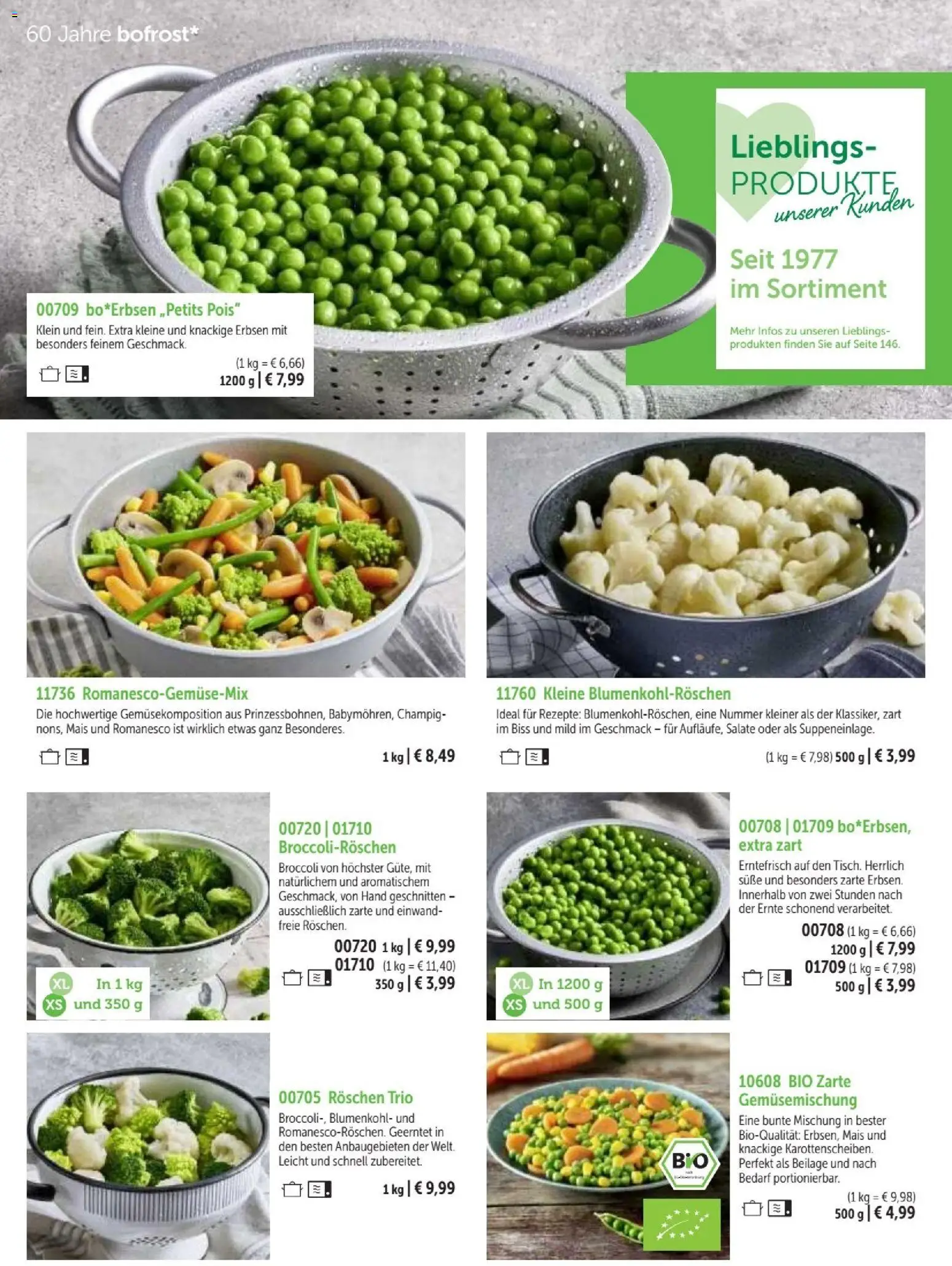 Bofrost Katalog – gültig ab 07.09.2026 | Seite: 36 | Produkte: Mais, Blumenkohl, Erbsen
