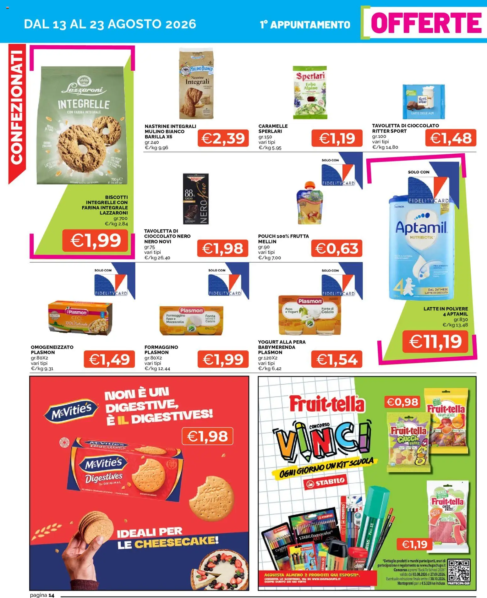 Volantino Mercatò del 13/08/2026 | Pagina: 14 | Prodotti: Yogurt, Biscotti, Farina, Barilla
