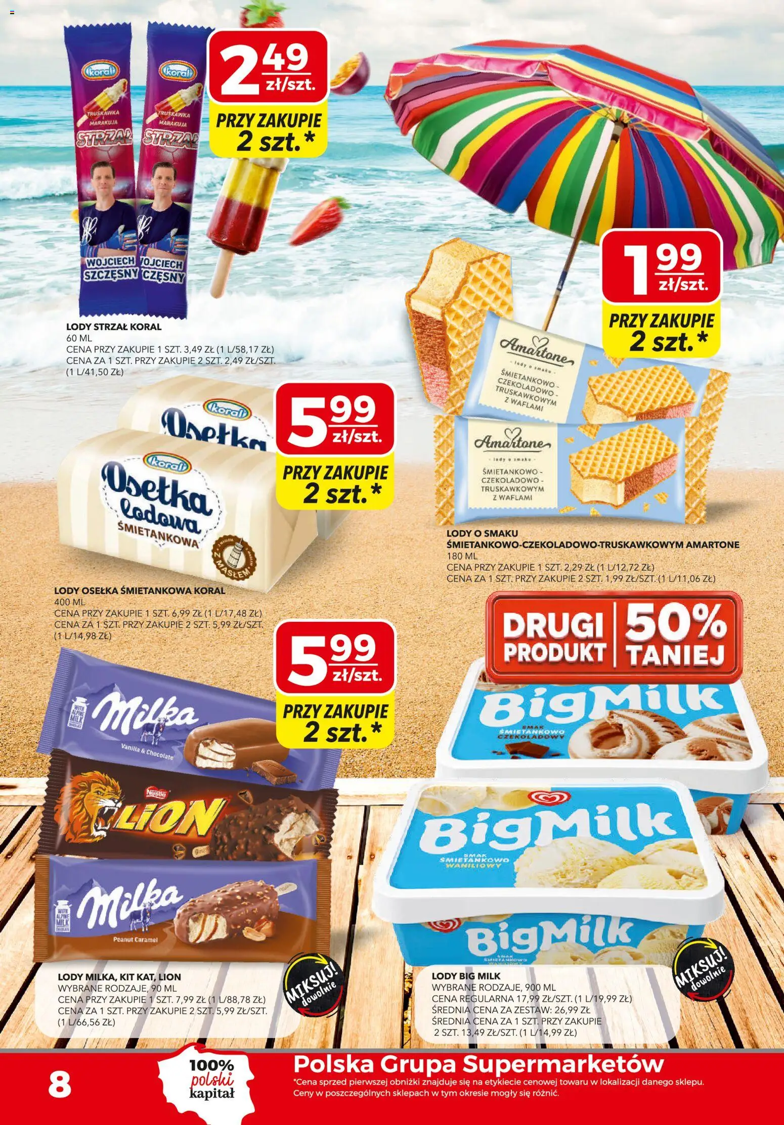 Top Market gazetka od 13.08.2026 | Strona: 8 | Produkty: Osełka, Big Milk, Lody Big Milk, Lody