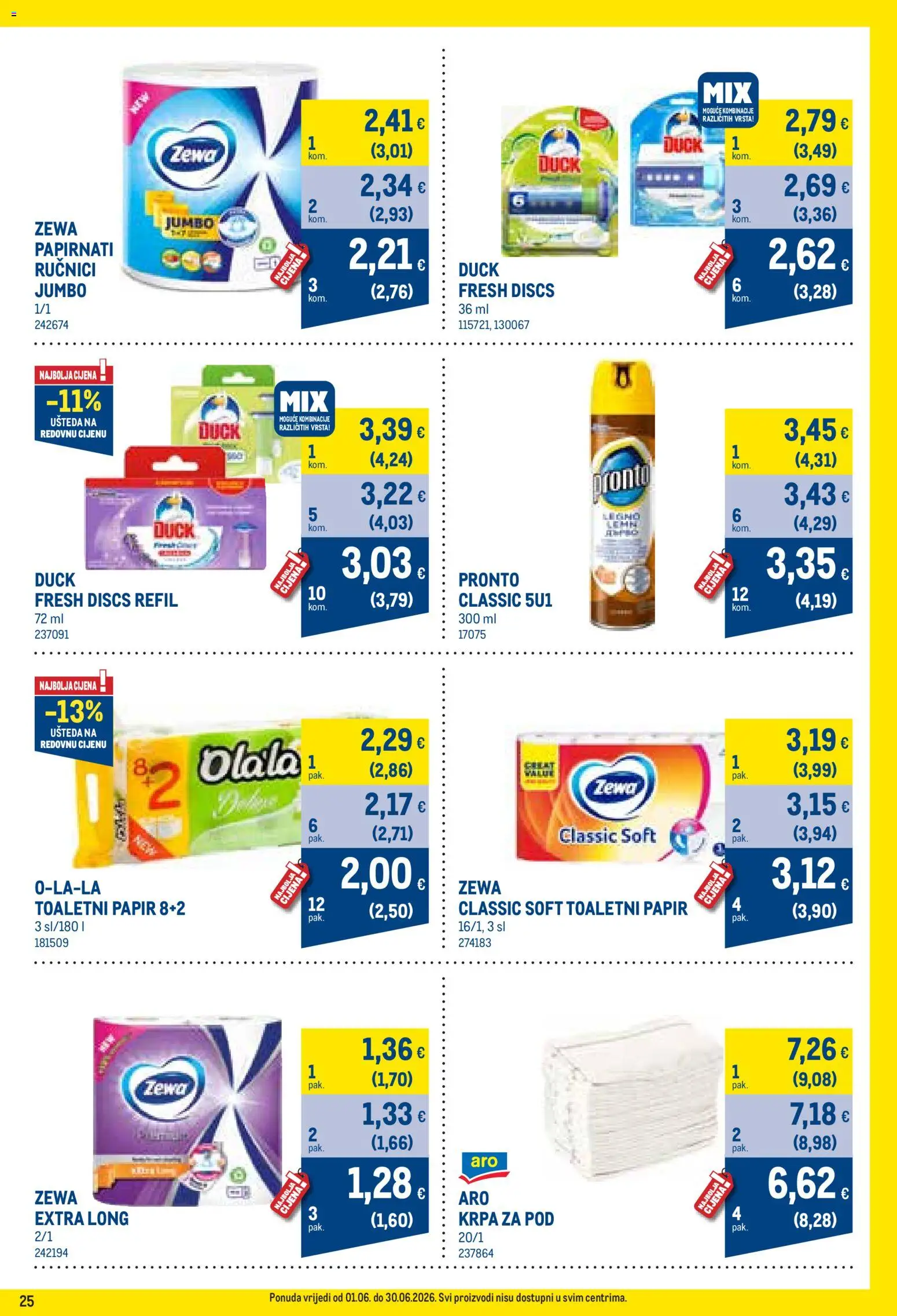 Metro katalog | vrijedi od 01.06.2026 | Stranica: 25 | Proizvodi: Krpa, Toaletni papir, Zewa