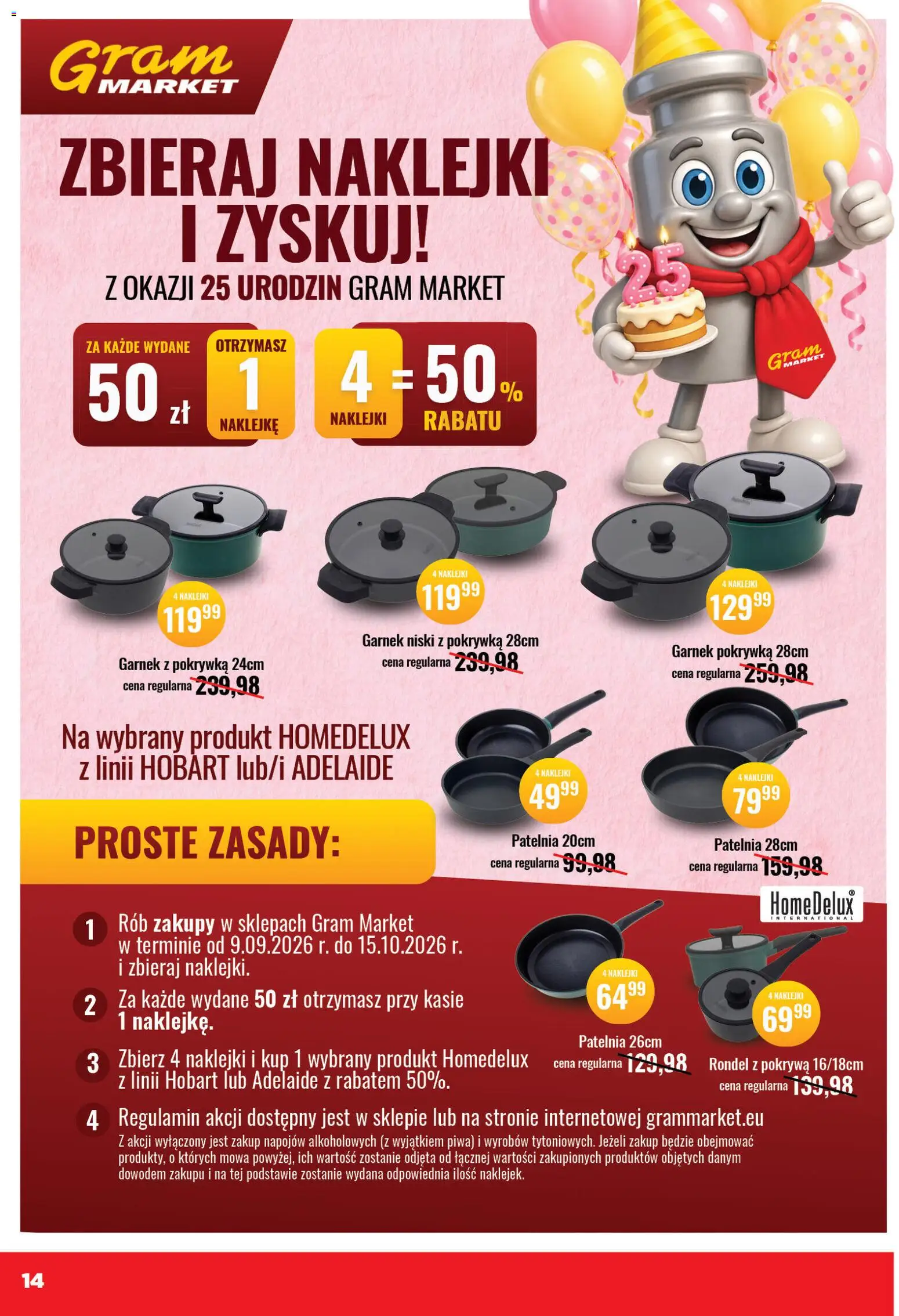 Gram Market gazetka od 09.09.2026 | Strona: 14 | Produkty: Garnek, Naklejki, Patelnia