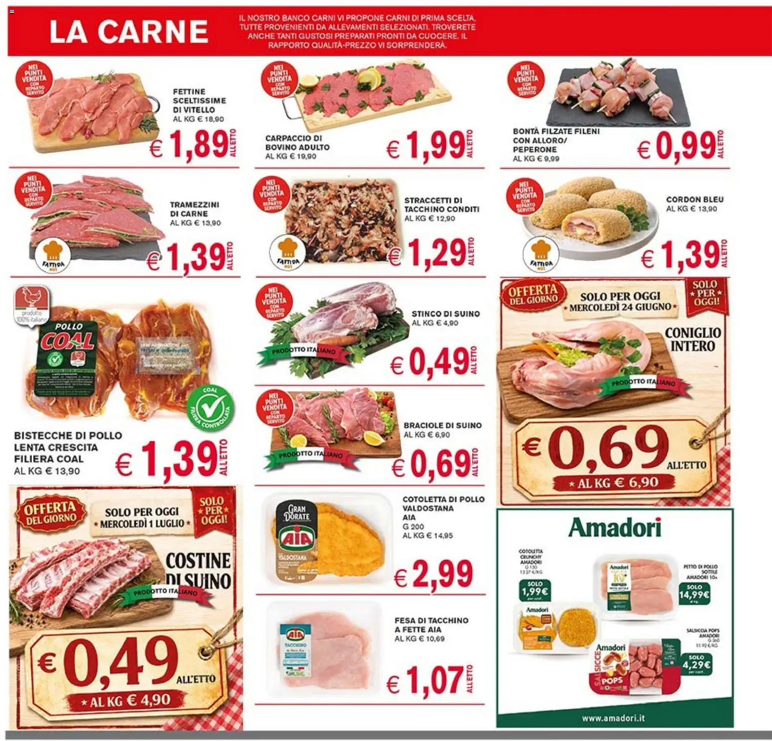 Volantino Coal del 18.06.2026 | Pagina: 4 | Prodotti: Petto di Pollo, Suino, Tacchino, Salsiccia