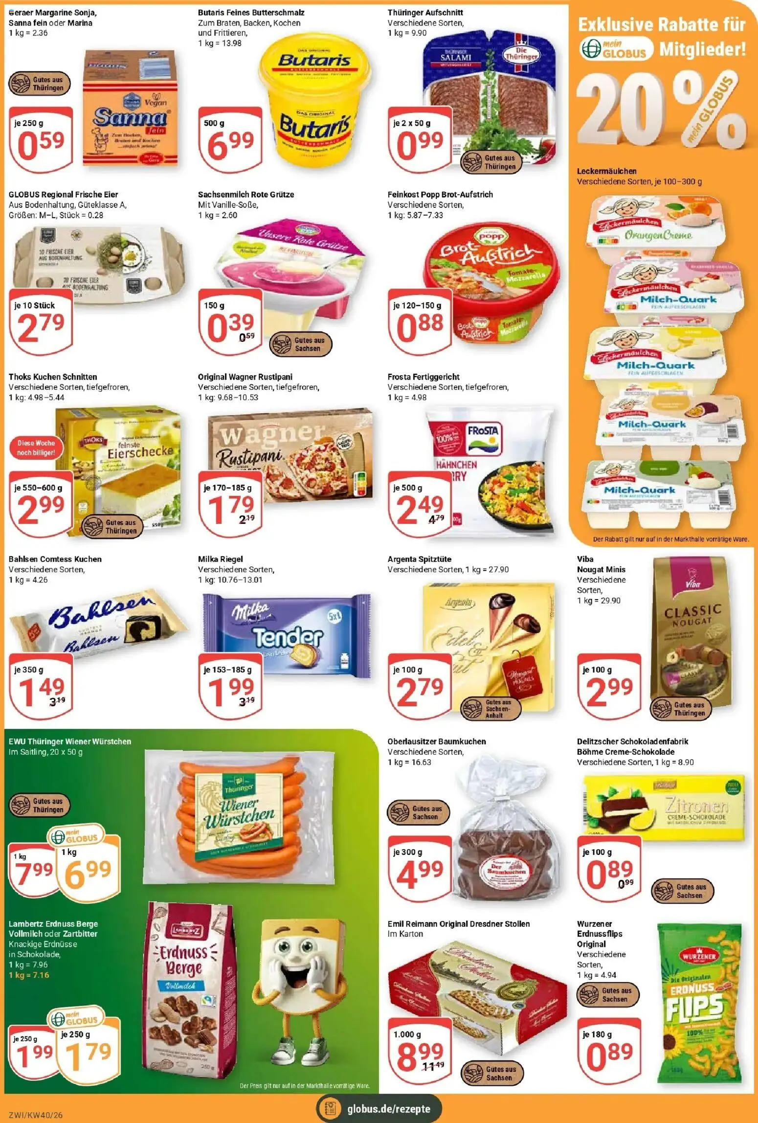 Globus Prospekt Zwickau (ab 28.09.2026) » Angebote online | Seite: 3 | Produkte: Wiener wurstchen, Milka, Kuchen, Zitronen