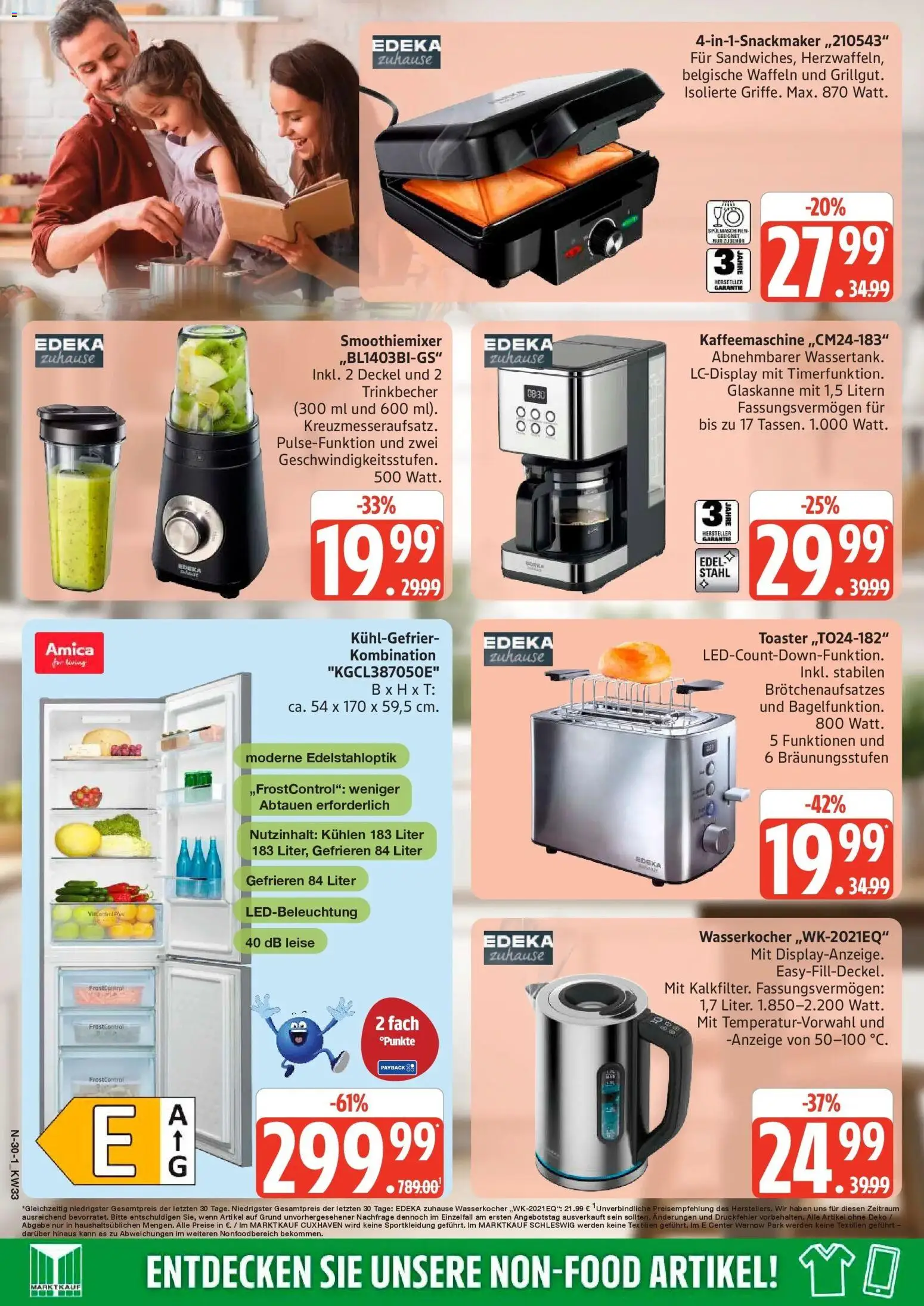 Marktkauf Prospekt Neuenkirchen (ab 10.08.2026) » Angebote online | Seite: 30 | Produkte: Kaffeemaschine, Wasserkocher, Toaster, Waffeln
