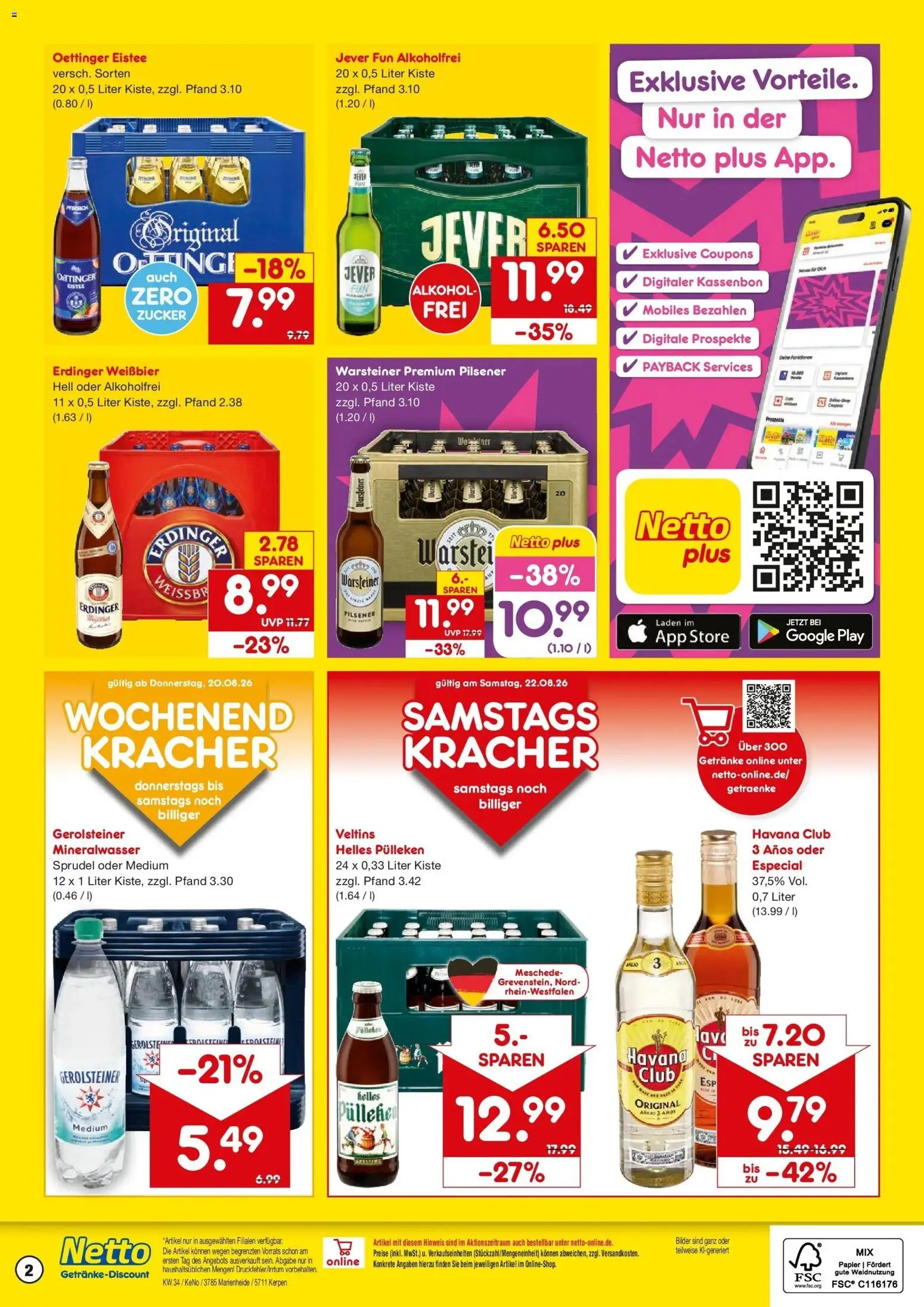 Netto Marken-Discount Prospekt Kerpen – gültig ab 17.08.2026 | Seite: 2 | Produkte: Erdinger, Alkohol, Warsteiner, Veltins