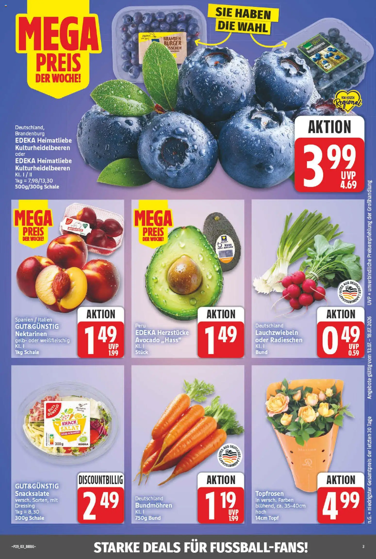 NP Discount Prospekt – gültig ab 13.07.2026 | Seite: 3 | Produkte: Nektarinen, Dressing, Burger, Salat