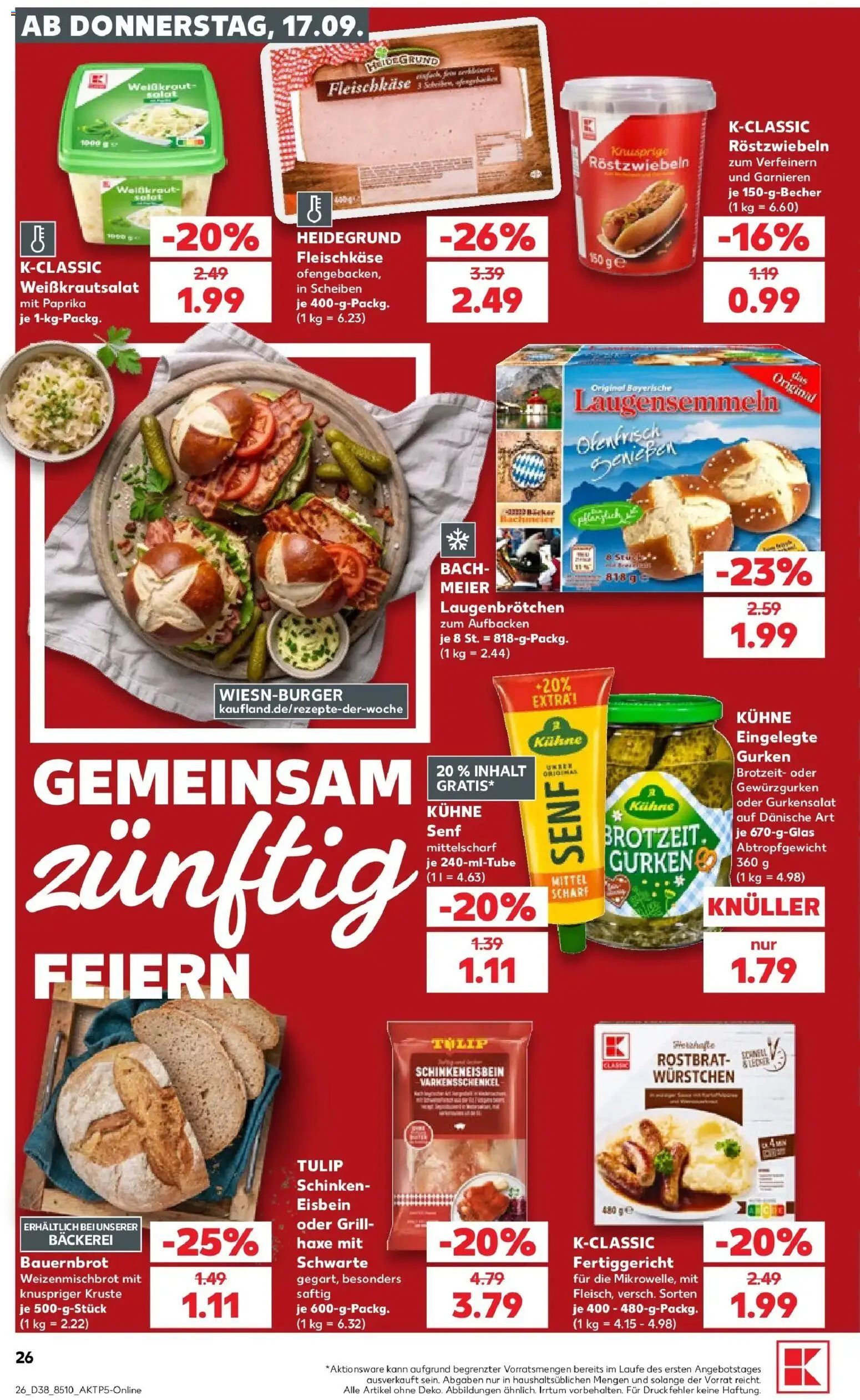 Prospekt Kaufland ab 14.09.2026 » Angebote Online zum Blättern | Seite: 38 | Produkte: Grill, Bäckerei, Paprika, Gurken