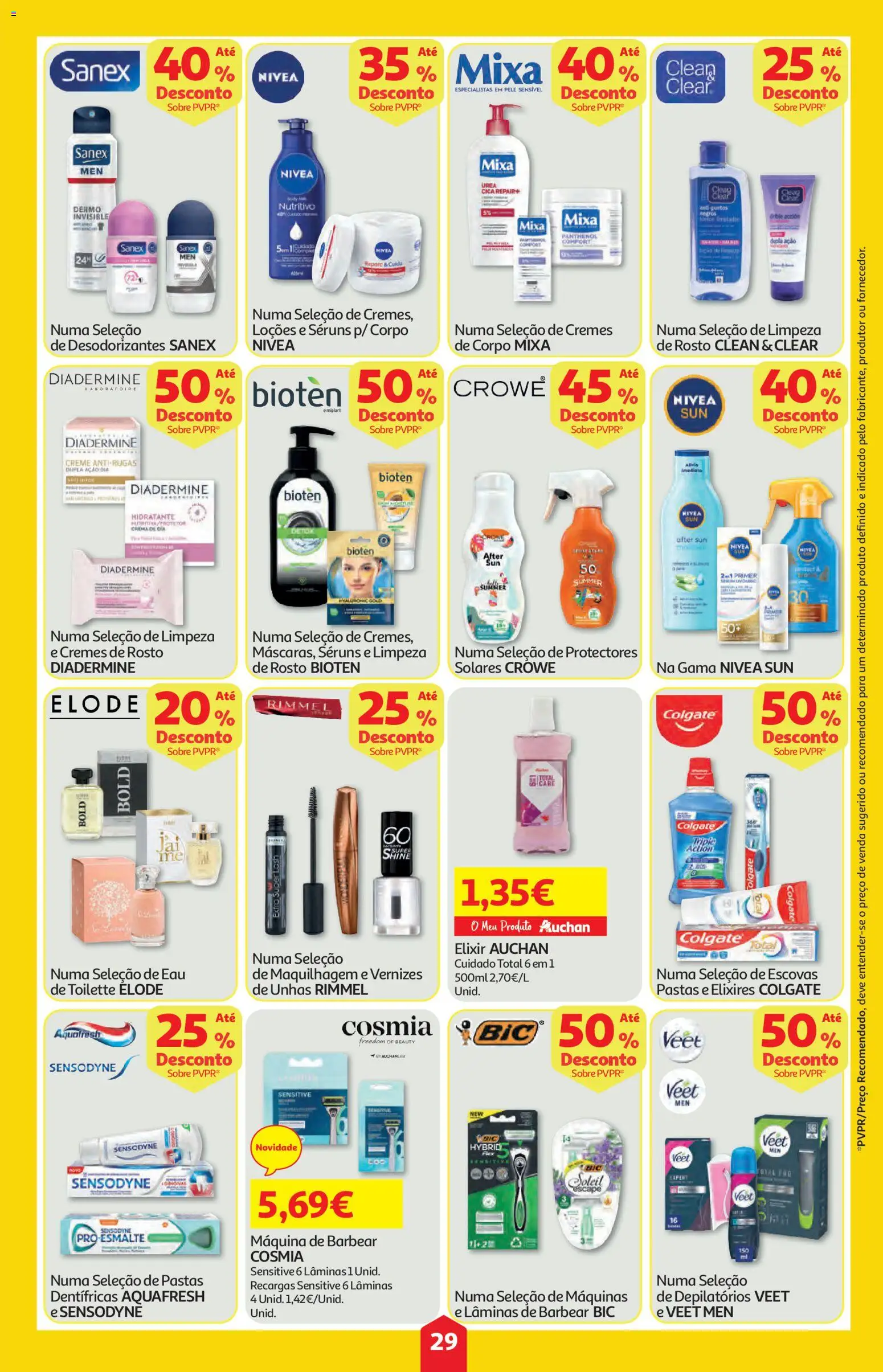 Auchan folheto │ válido de 11.06.2026 | Página: 29 | Produtos: Máquina de barbear, Primer, Maquilhagem, Creme