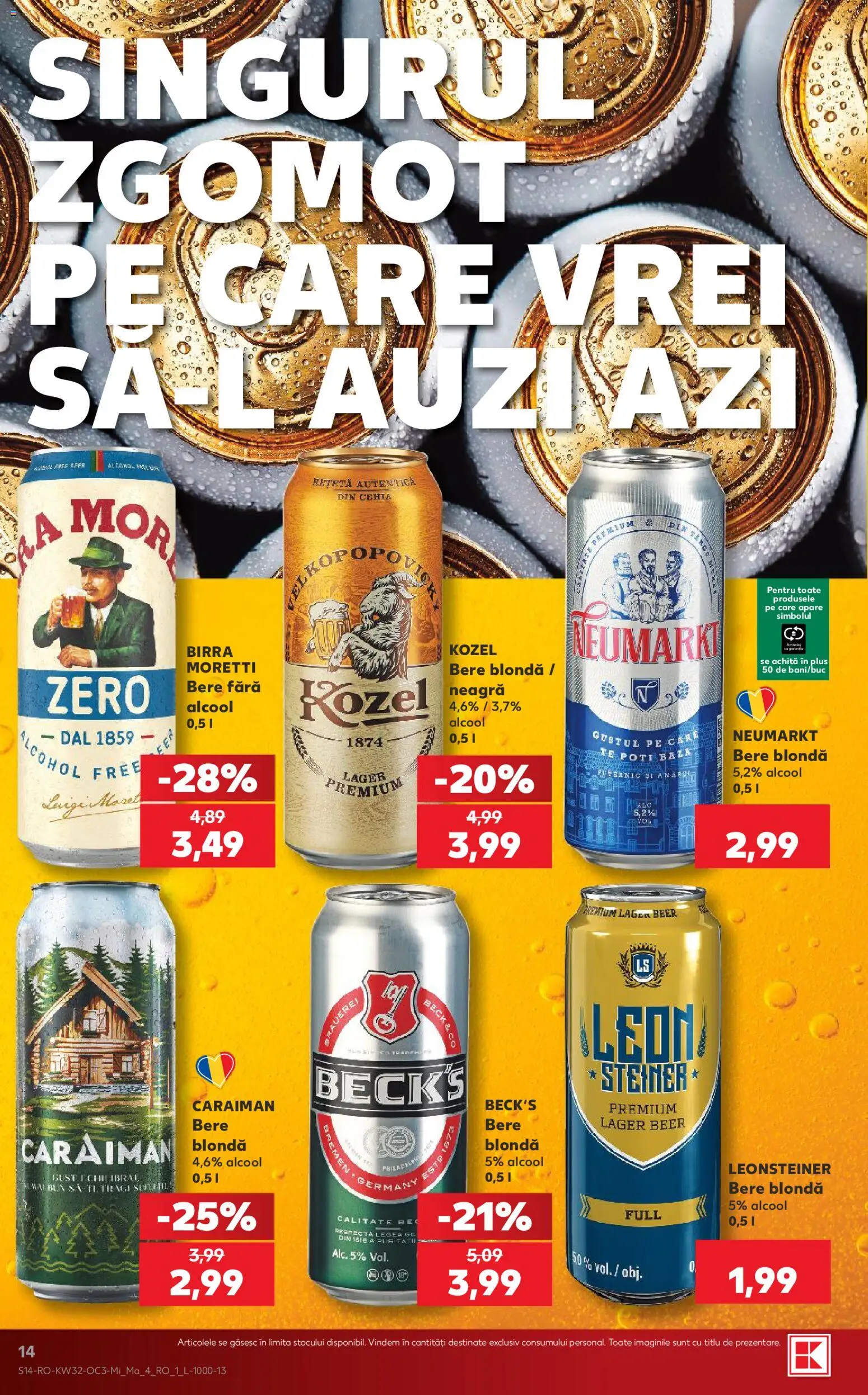 Noul catalog Kaufland – valabil de la 05.08.2026 | Pagină: 14 | Produse: Șal, Bere