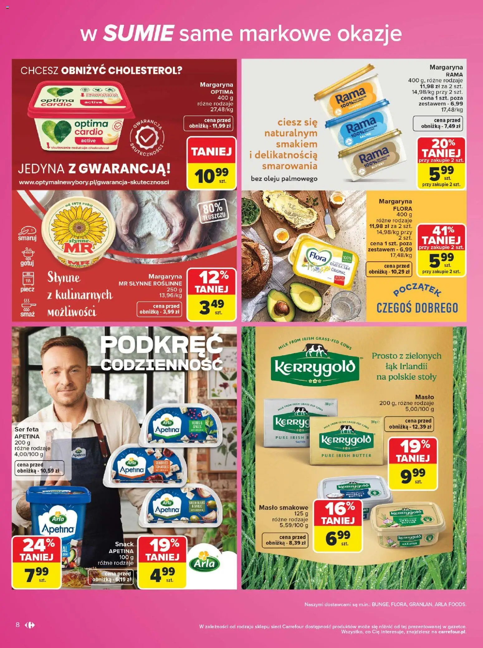 Carrefour gazetka - Same markowe okazje od 03.08.2026 | Strona: 8 | Produkty: Margaryna, Masło, Ser, Ser feta
