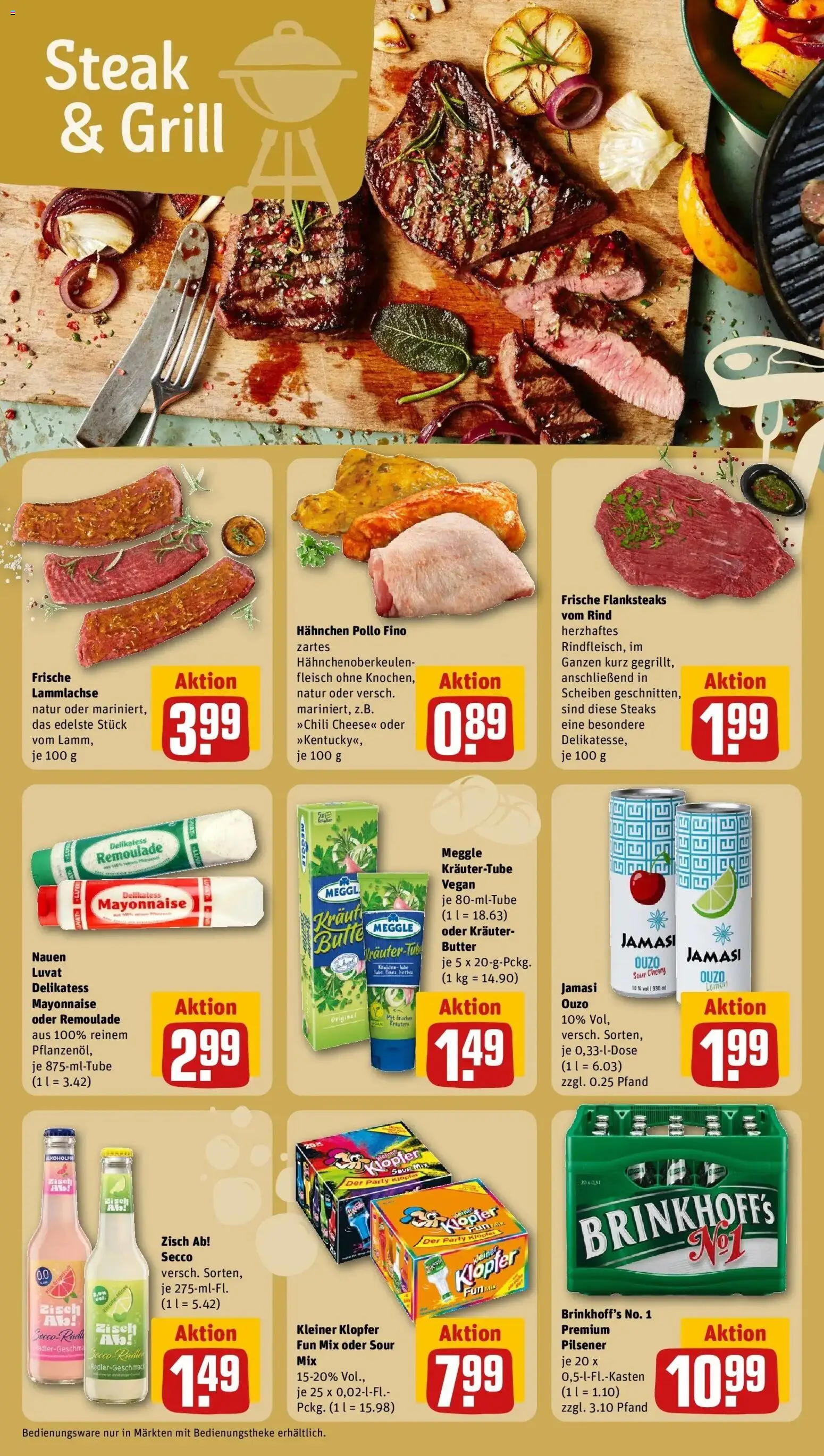 REWE Prospekt ab 07.09.2026 zum Blättern » Angebote | Seite: 16 | Produkte: Ouzo, Kraut, Steak, Fleisch