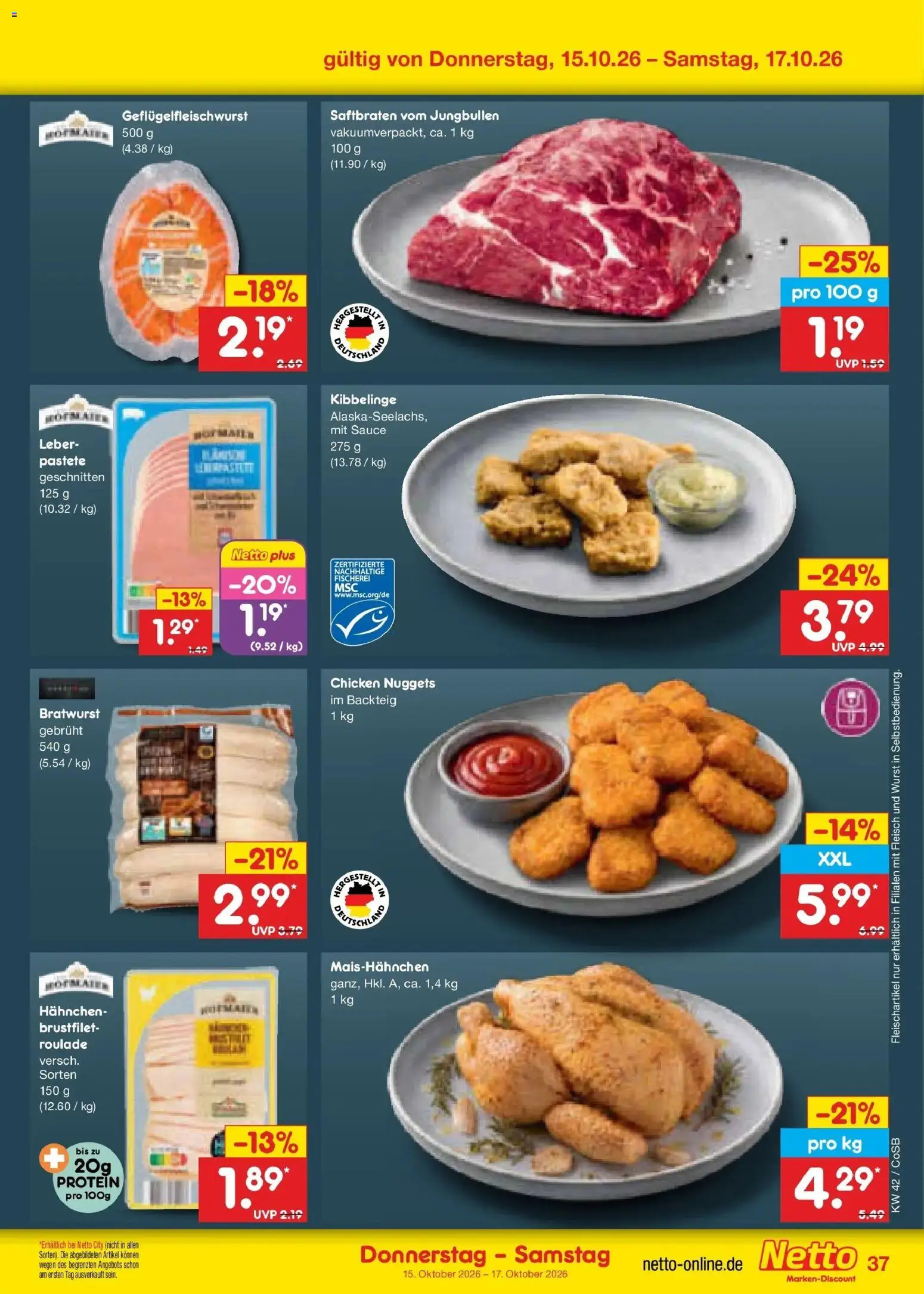 Netto Marken-Discount Prospekt Leipzig (ab 12.10.2026) » Angebote | Seite: 51 | Produkte: Hahnchen, Bratwurst, Wurst, Fleisch