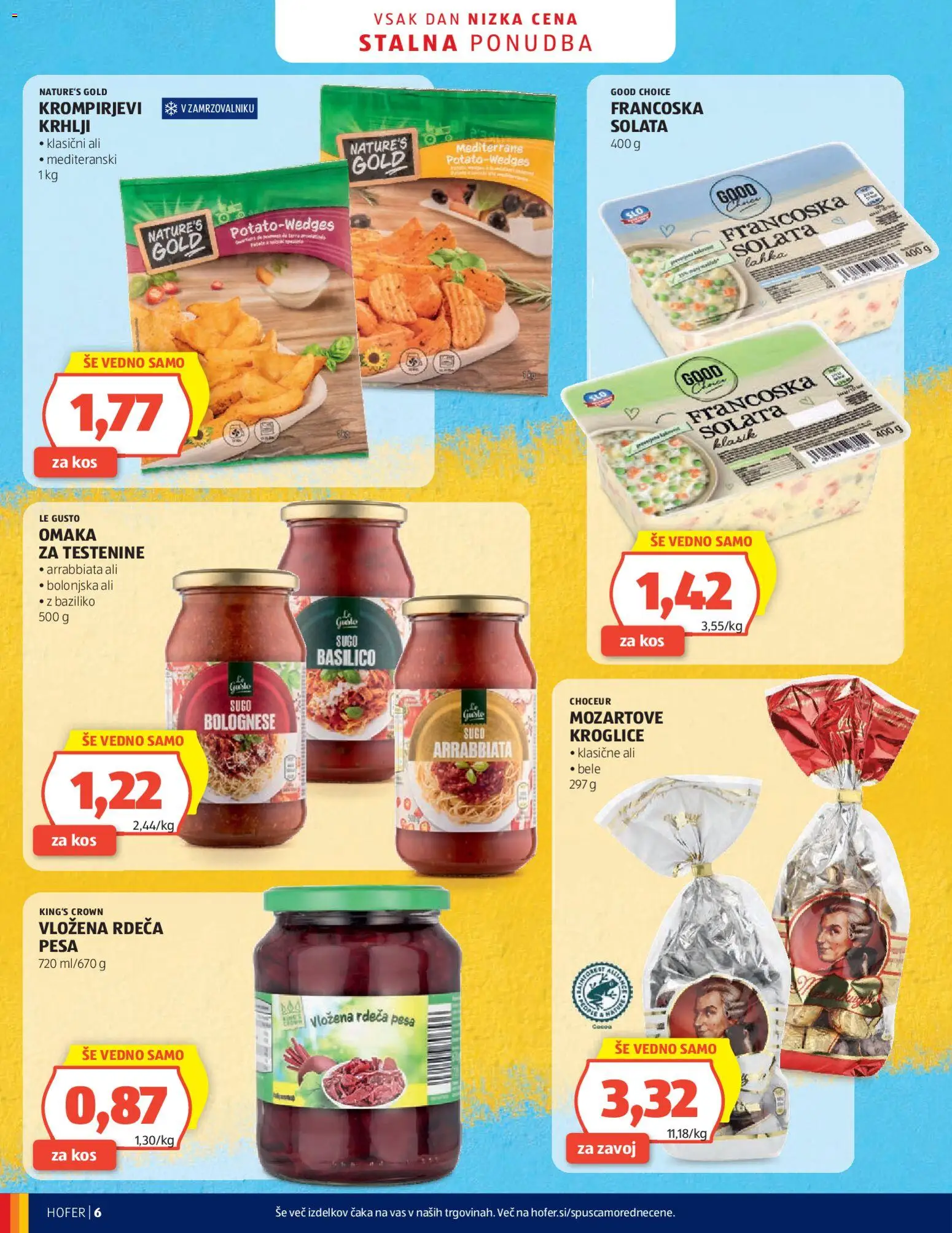 Novi Hofer katalog ponudbe – veljaven od 08.04.2026 | Stran: 6 | Izdelki: Omaka za testenine, Solata, Omaka, Pesa