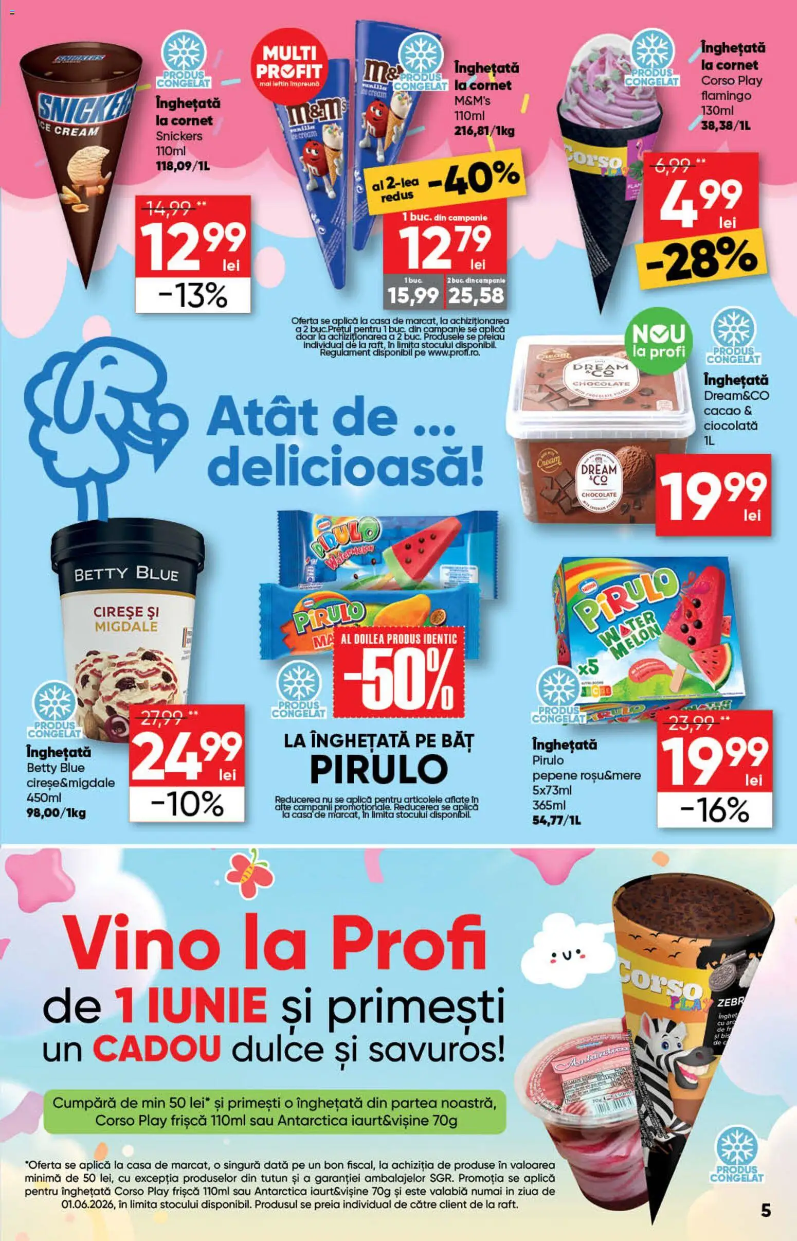 Noul catalog Profi – valabil de la 27.05.2026 | Pagină: 5 | Produse: Ciocolată, Cacao, Cireșe, Înghețată